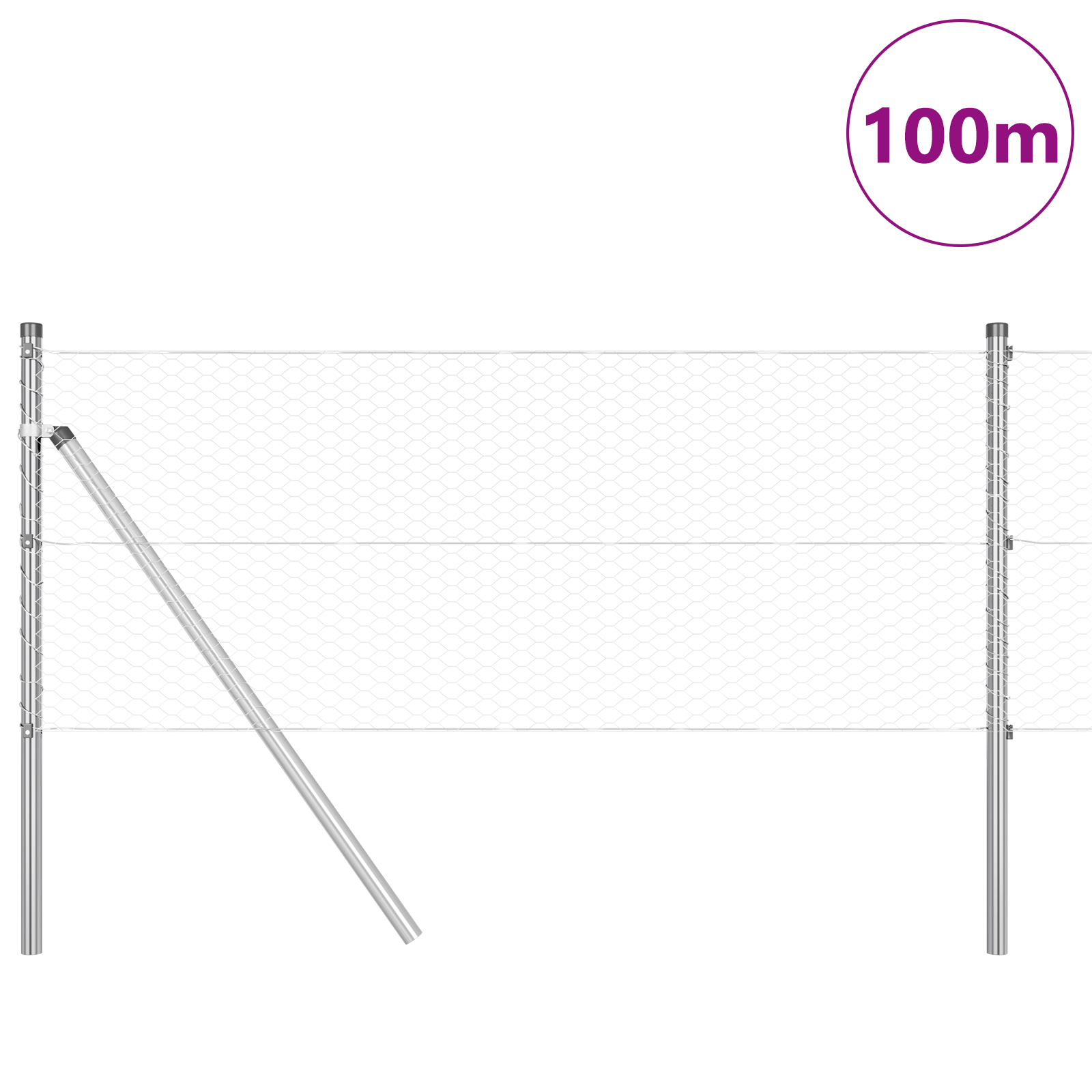 Gard Hexagon 0.6x100 m Oțel Galvanizat, Stâlpi Gard 13 buc Ø32 mm 100 cm Oțel Galvanizat GartenMobel Dekor