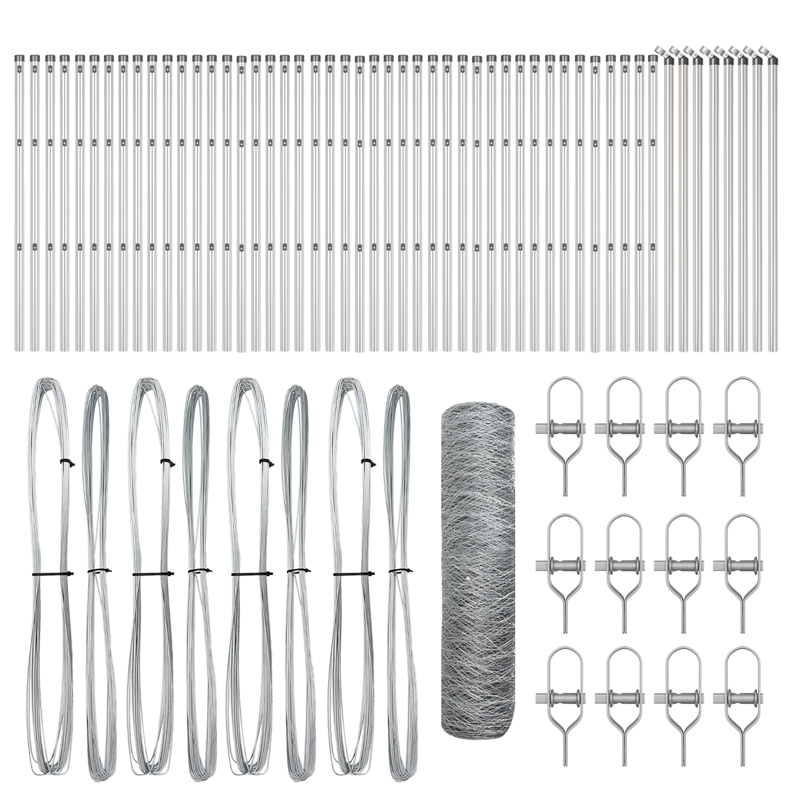 Gard Hexagonal 0.5x100 m Oțel Galvanizat, Stâlpi pentru Gard 13 pcs Ø32 mm 100 cm Oțel Galvanizat GartenMobel Dekor