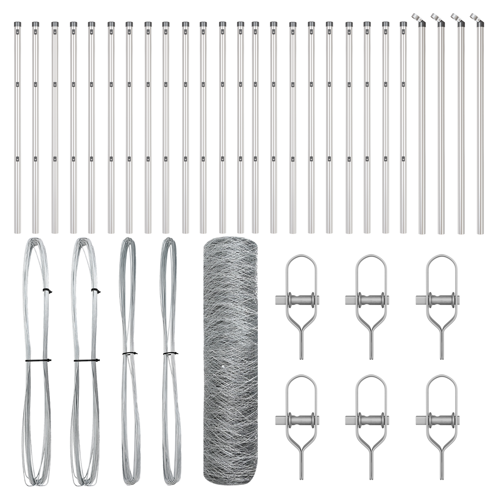 Gard Hexagonal  0.6x50 m Oțel Galvanizat, Stâlpi pentru Gard  13 pcs Ø32 mm 100 cm Oțel Galvanizat GartenMobel Dekor