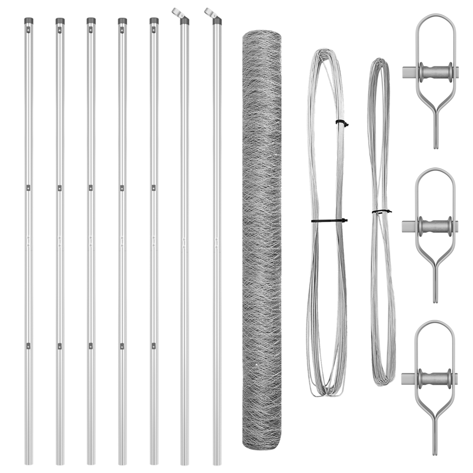 Gard Hexagonal  1.5x10 m Oțel Galvanizat, Stâlpi de Gard  7 buc Ø32 mm 200 cm Oțel Galvanizat GartenMobel Dekor