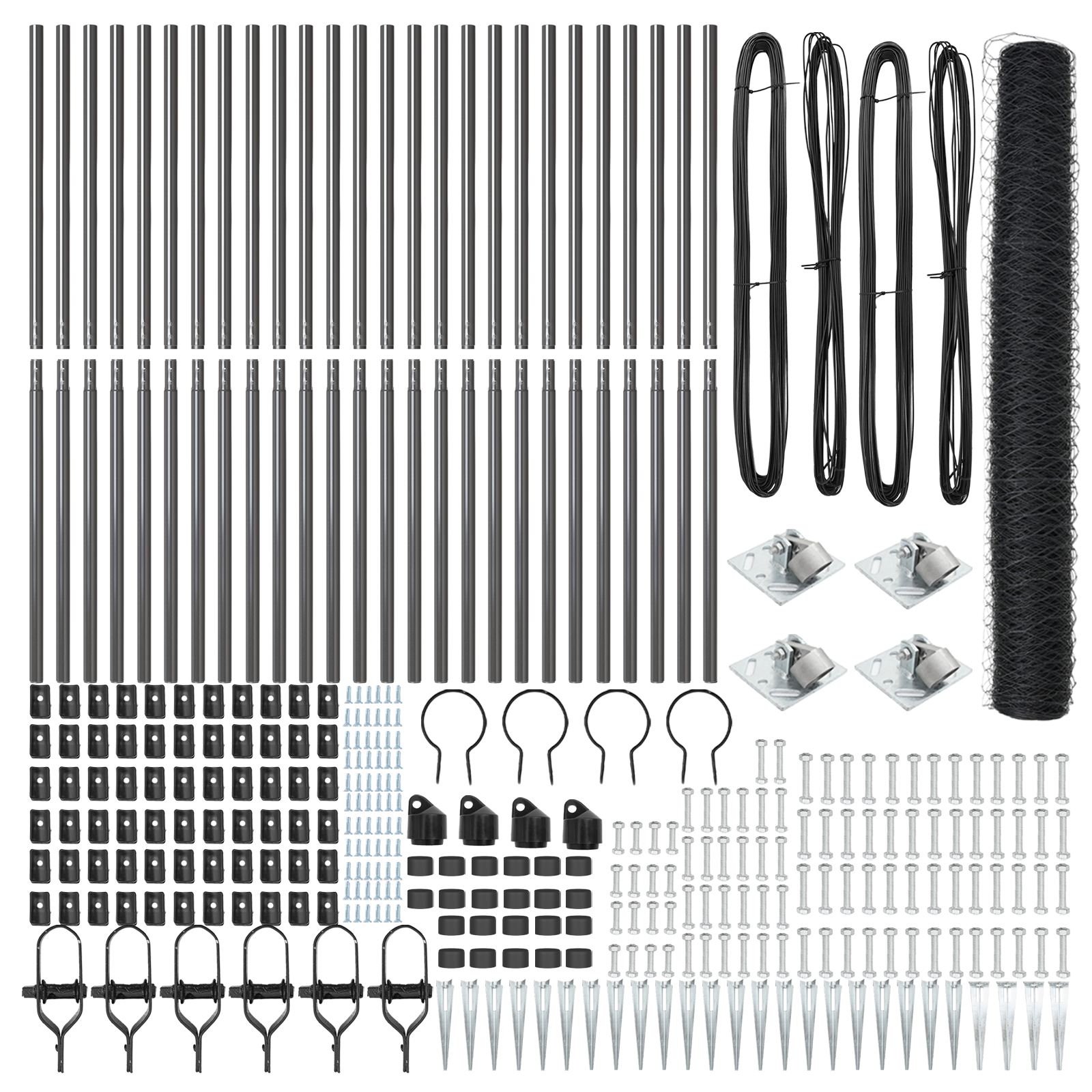 Gard Hexagonal Gri 1,2x50 m Oțel, Paloșe cu Spike 13 pcs Ø32 mm 140 cm Oțel Galvanizat GartenMobel Dekor