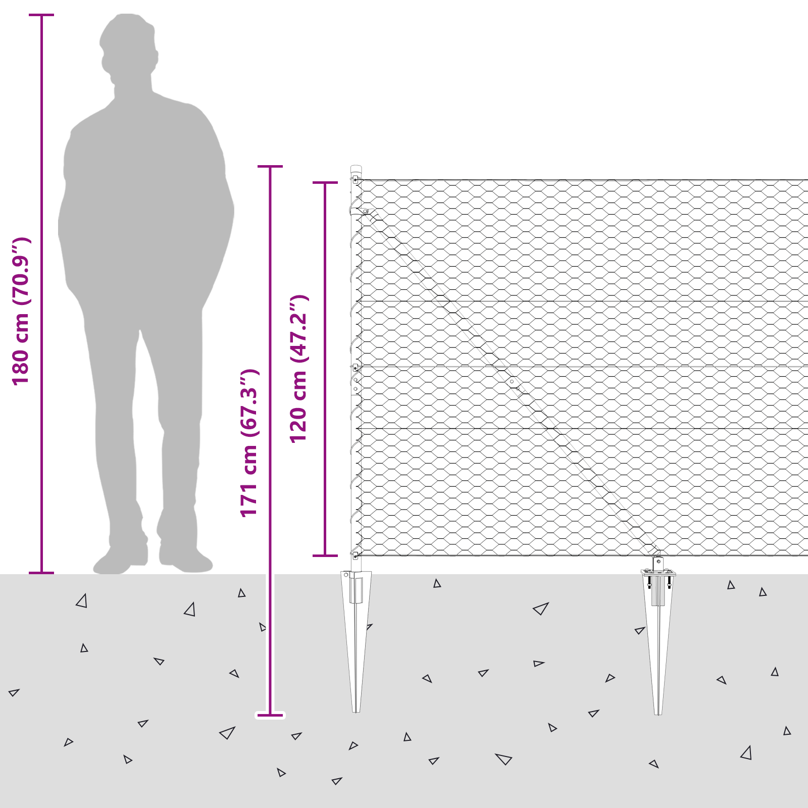Gard Hexagonal Gri 1,2x50 m Oțel, Paloșe cu Spike 13 pcs Ø32 mm 140 cm Oțel Galvanizat GartenMobel Dekor