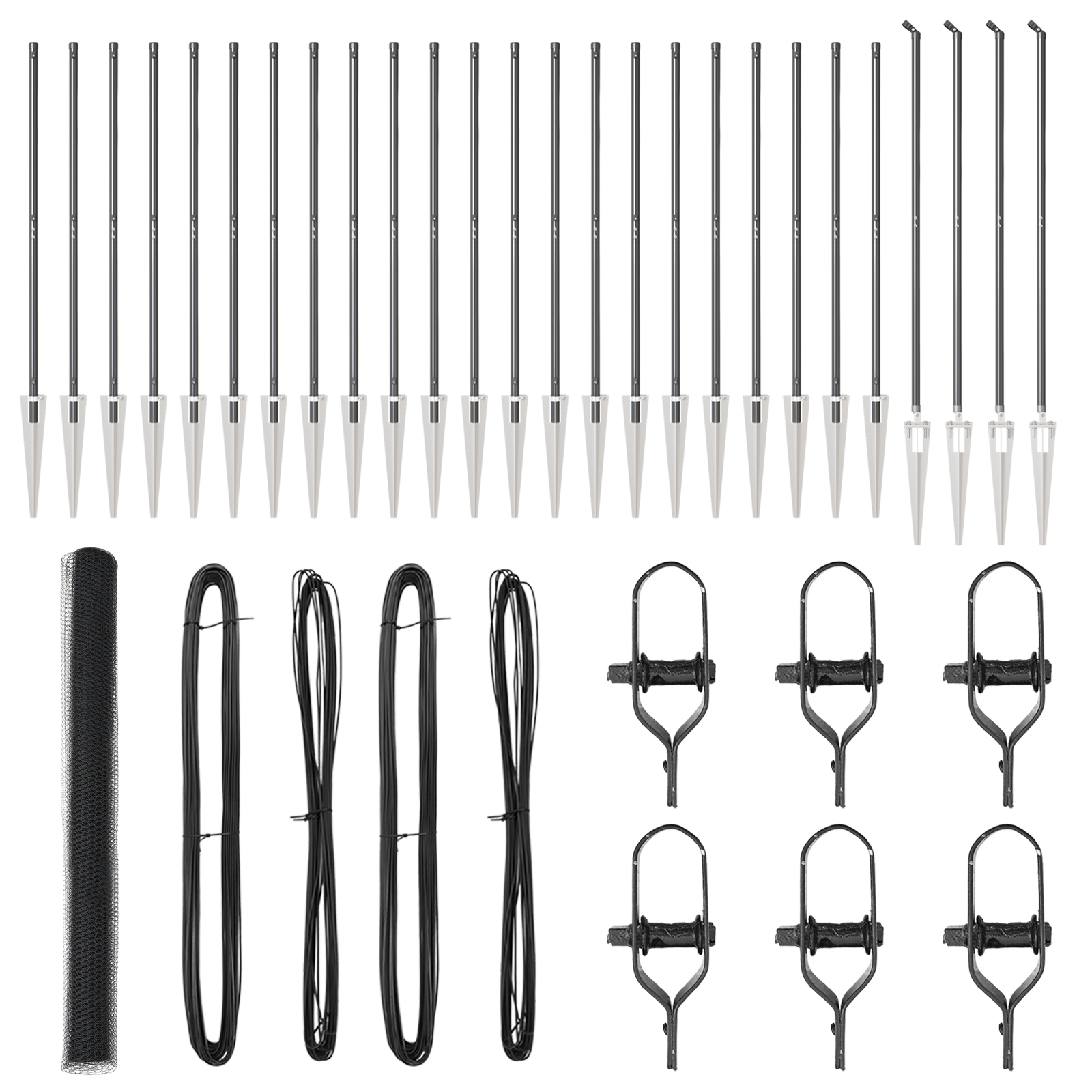 Gard Hexagonal Gri 1.5x50 m Oțel, Stâlpi de Gard cu Vârf 13 pcs Ø32 mm 170 cm Oțel Galvanizat GartenMobel Dekor