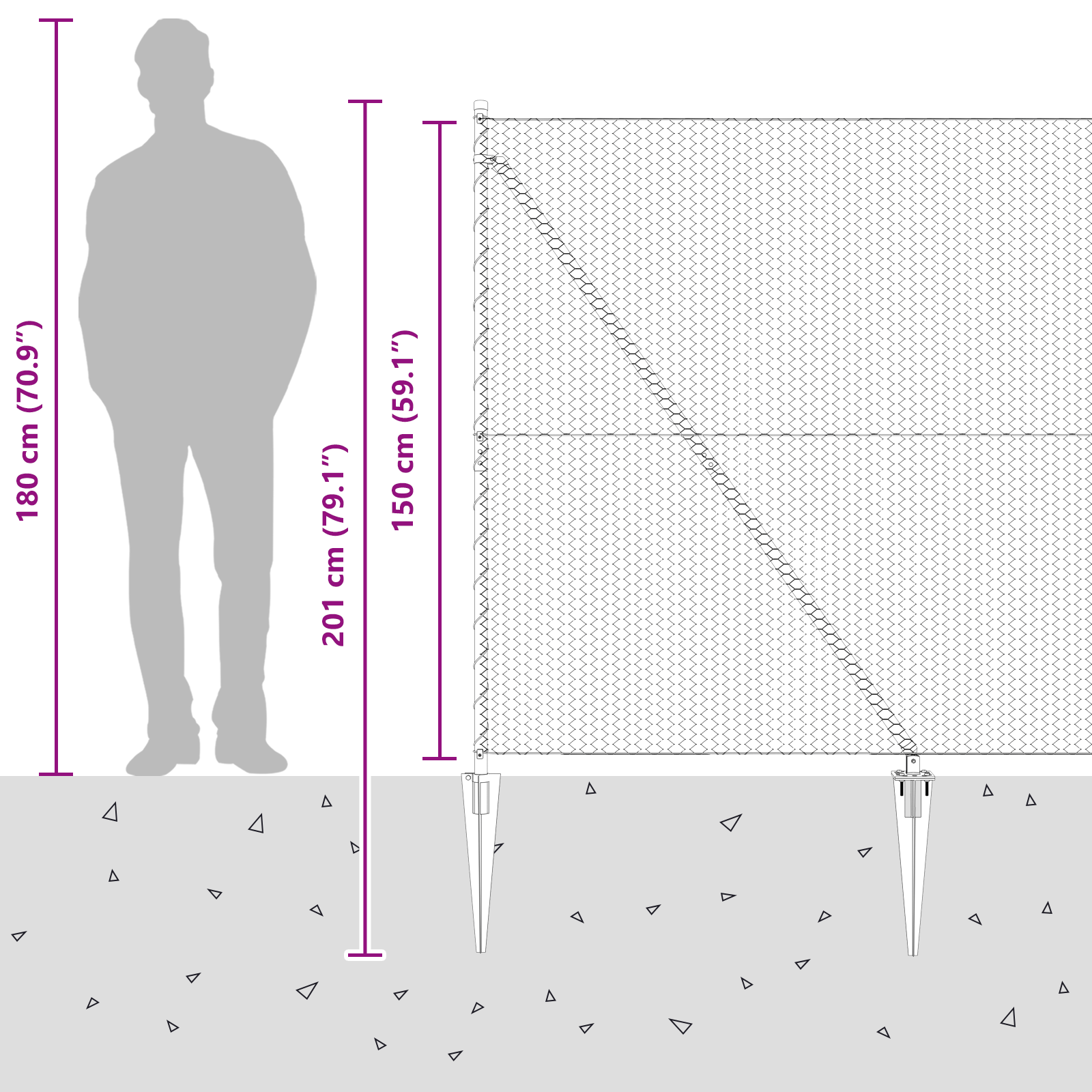 Gard Hexagonal Gri 1.5x50 m Oțel, Stâlpi de Gard cu Vârf 13 pcs Ø32 mm 170 cm Oțel Galvanizat GartenMobel Dekor