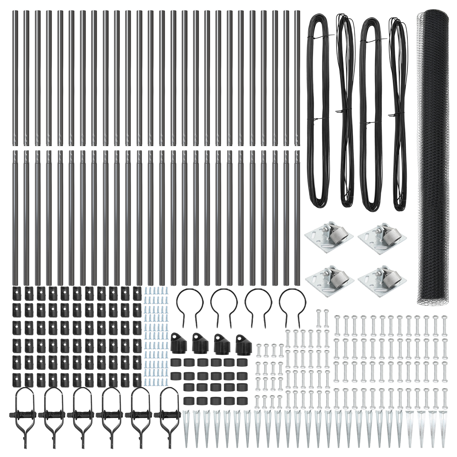 Gard Hexagonal Gri 1.5x50 m Oțel, Stâlpi de Gard cu Vârf 13 pcs Ø32 mm 170 cm Oțel Galvanizat GartenMobel Dekor