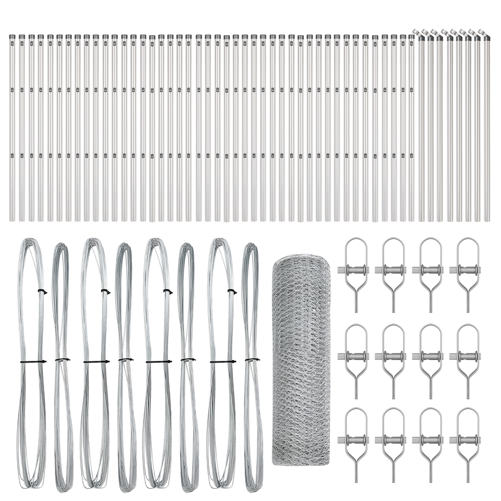 Gard hexagonal  0.8x100 m din oțel galvanizat, Stâlpi gard  13 pcs Ø32 mm 120 cm din oțel galvanizat GartenMobel Dekor
