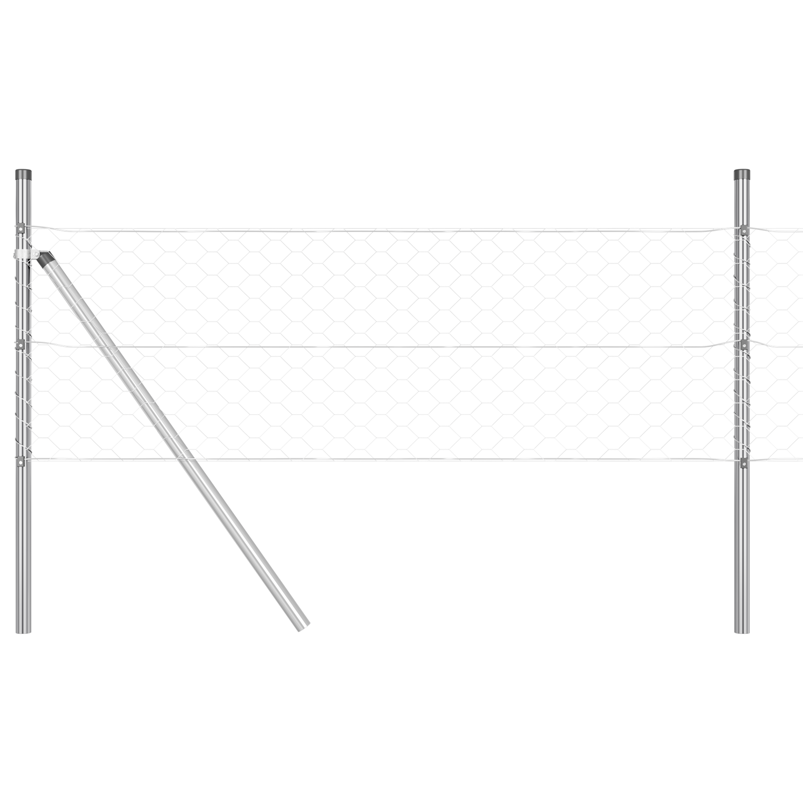 Gard hexagonal  0.8x50 m oțel galvanizat, Stâlpi de gard  13 buc Ø32 mm 120 cm oțel galvanizat GartenMobel Dekor