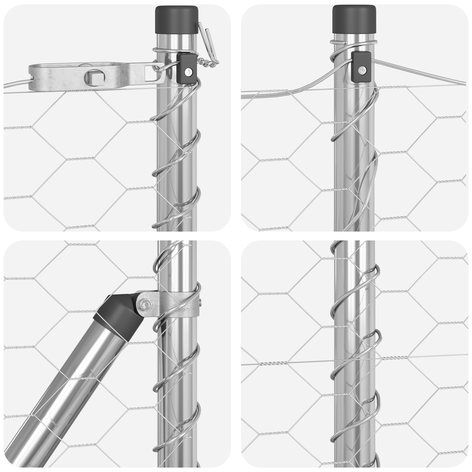 Gard hexagonal  0.8x50 m oțel galvanizat, Stâlpi de gard  13 buc Ø32 mm 120 cm oțel galvanizat GartenMobel Dekor