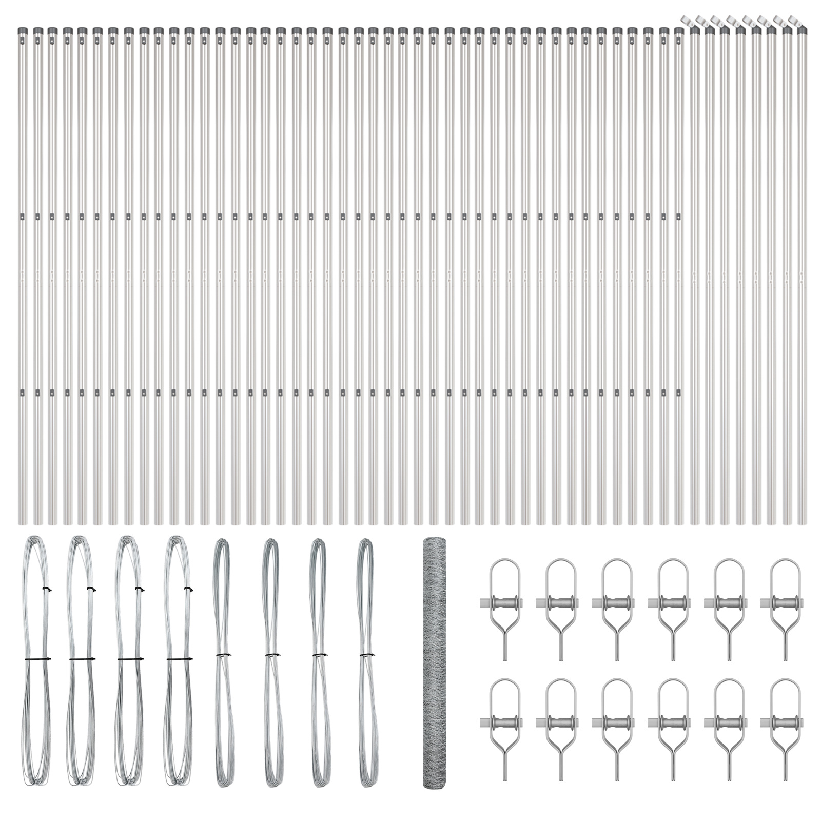 Gard hexagonal 1.5x100 m din oțel galvanizat, Stâlpi de gard 13 pcs Ø32 mm 200 cm din oțel galvanizat GartenMobel Dekor
