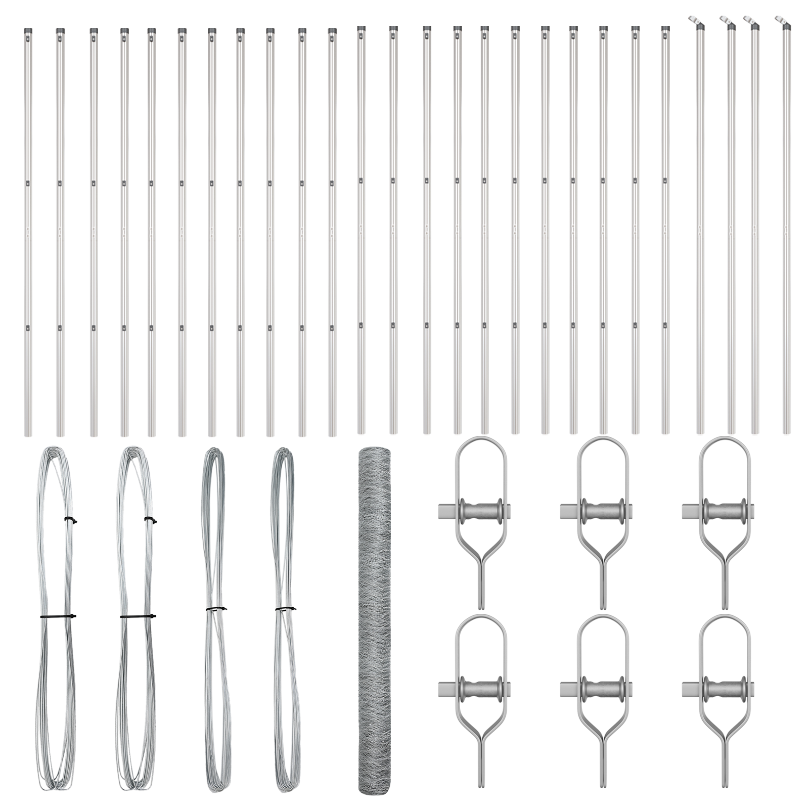 Împrejmuire Hexagonală  1,6x50 m Oțel galvanizat, Stâlpi de împrejmuire  13 buc Ø32 mm 210 cm Oțel galvanizat GartenMobel Dekor