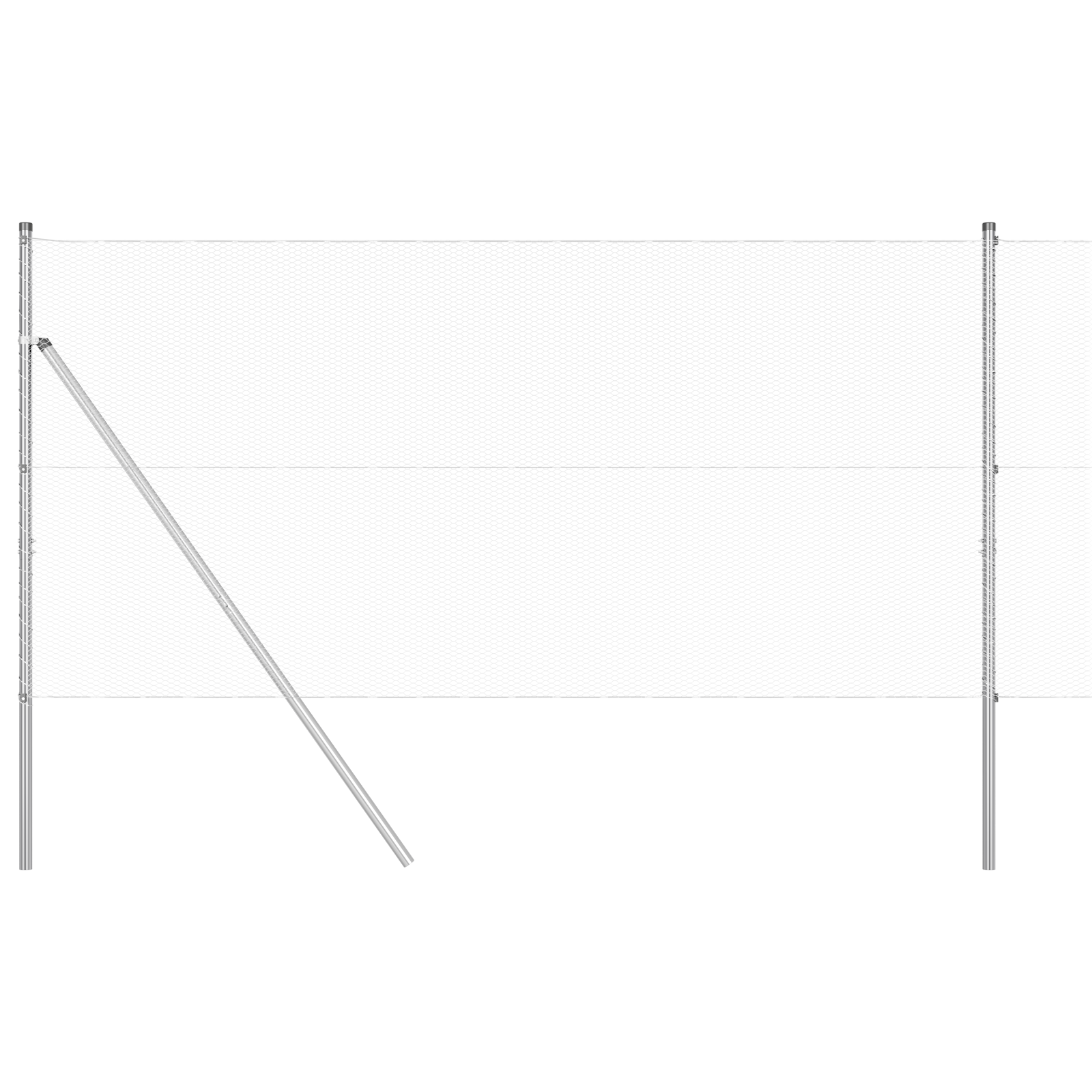 Împrejmuire Hexagonală 1x50 m Oțel Galvanizat, Stâlpi de Împrejmuire 13 buc Ø32 mm 150 cm Oțel Galvanizat GartenMobel Dekor