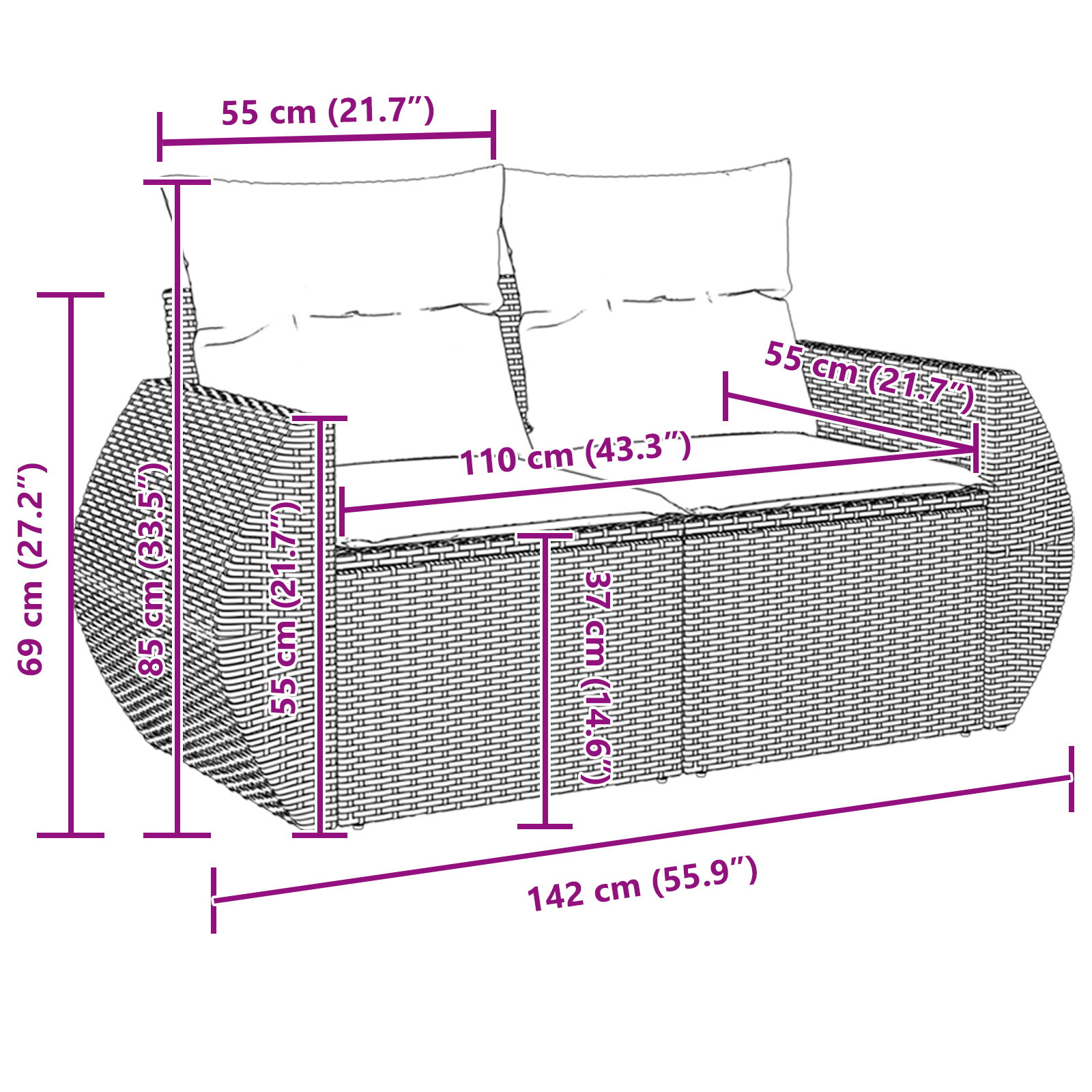 Set Canapea Grădină 8 Piese cu Pernă Bej Poli Ratan Acacia, Set Mese Grădină 3 Piese cu Pernă Bej Poli Ratan Acacia GartenMobel Dekor
