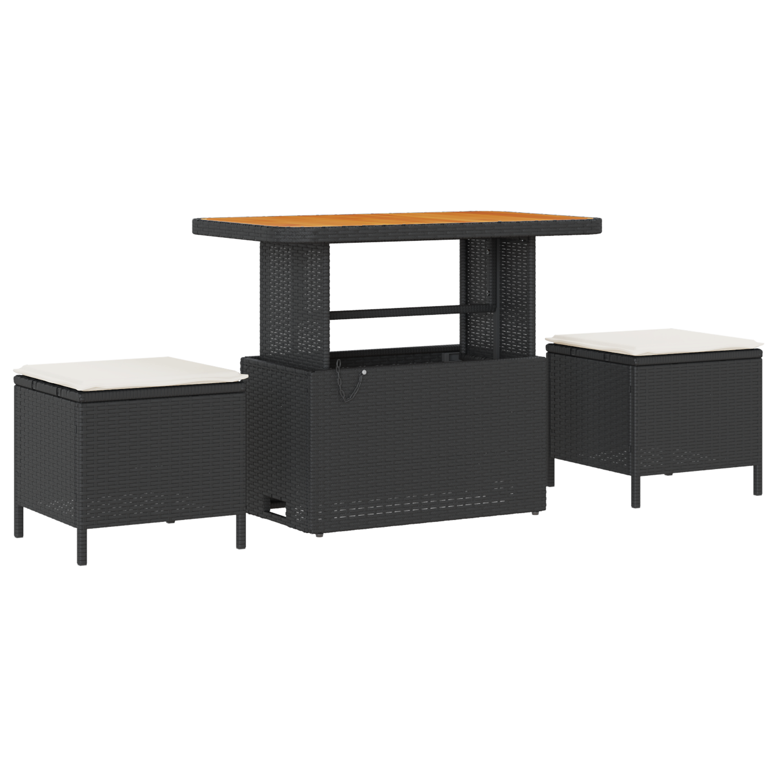 Set canapea de grădină cu 8 piese și perne Negru Ratan poli Acacia, Set de dining de grădină cu 3 piese și perne Negru Ratan poli Acacia GartenMobel Dekor