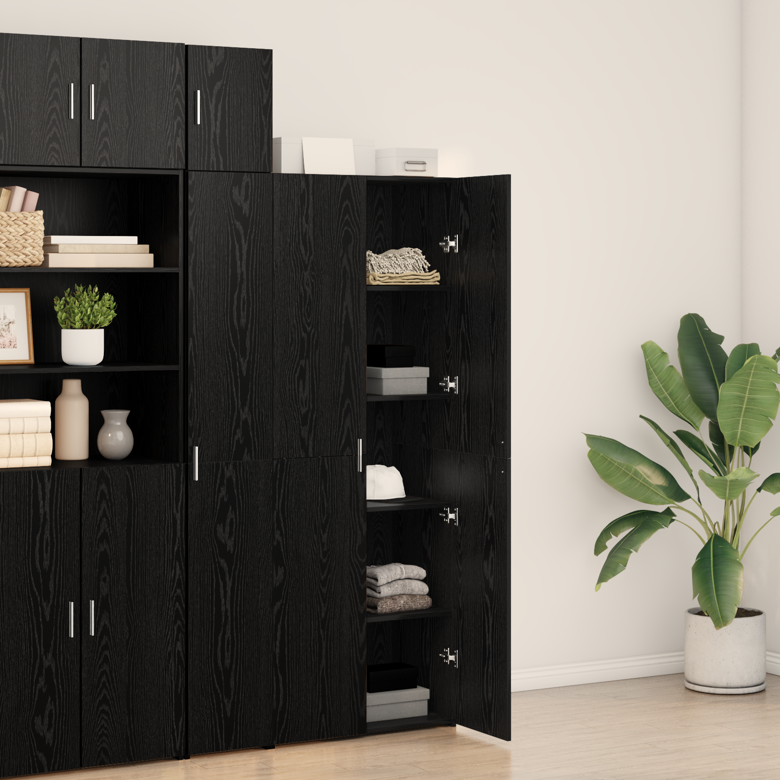 Bufet Stejar Negru 70x42.5x185 cm Lemn ingineresc GartenMobel Dekor