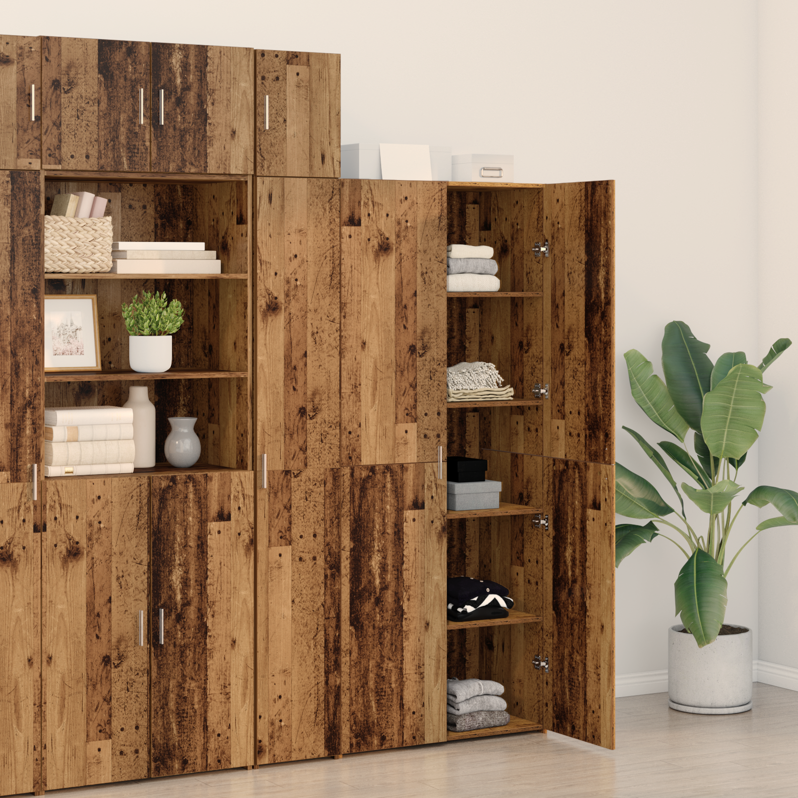 Bufet înalt Lemn vechi 40x42.5x185 cm Lemn prelucrat GartenMobel Dekor