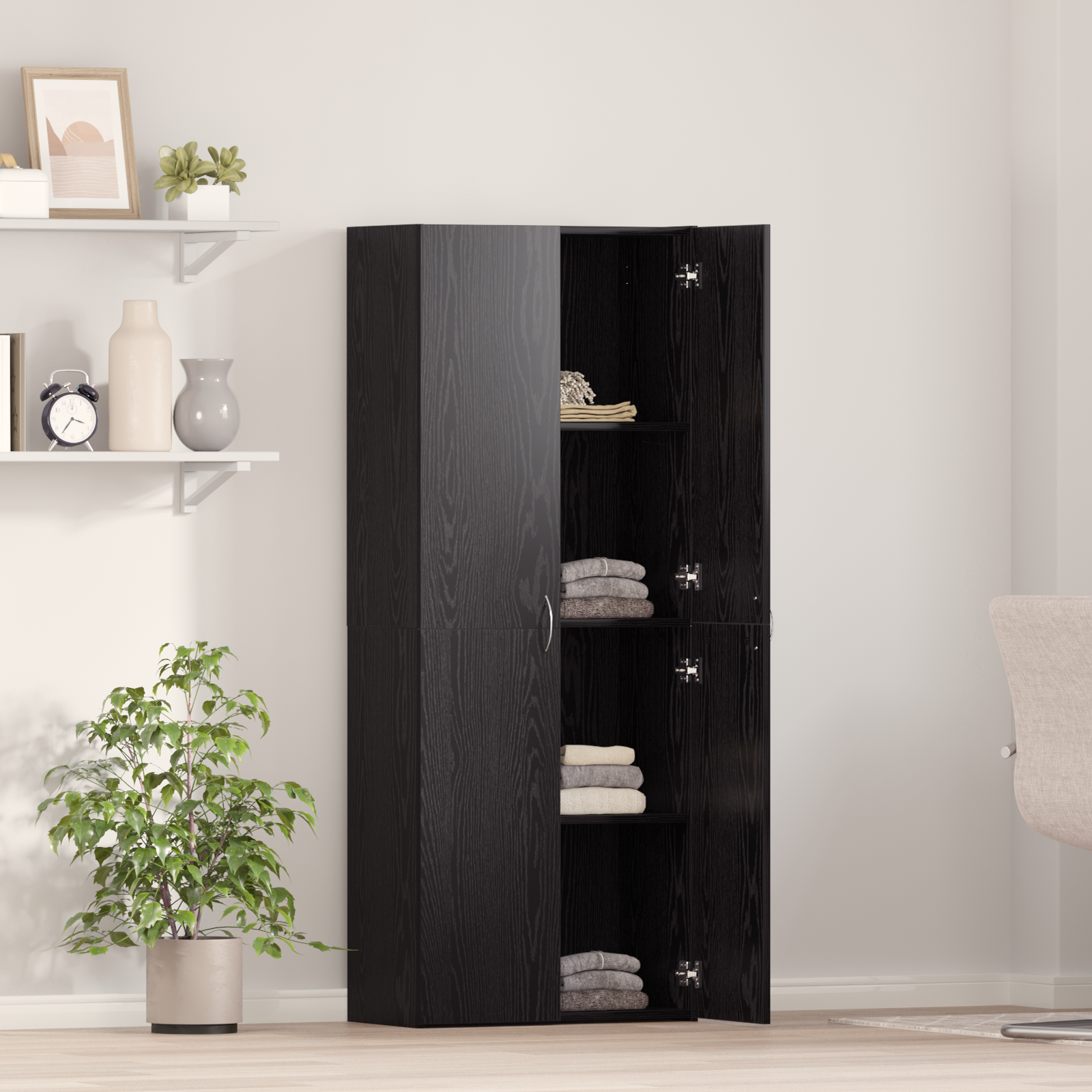 Fișet Set de 2 Stejar negru Lemn prelucrat 60 x 32 x 153 cm GartenMobel Dekor