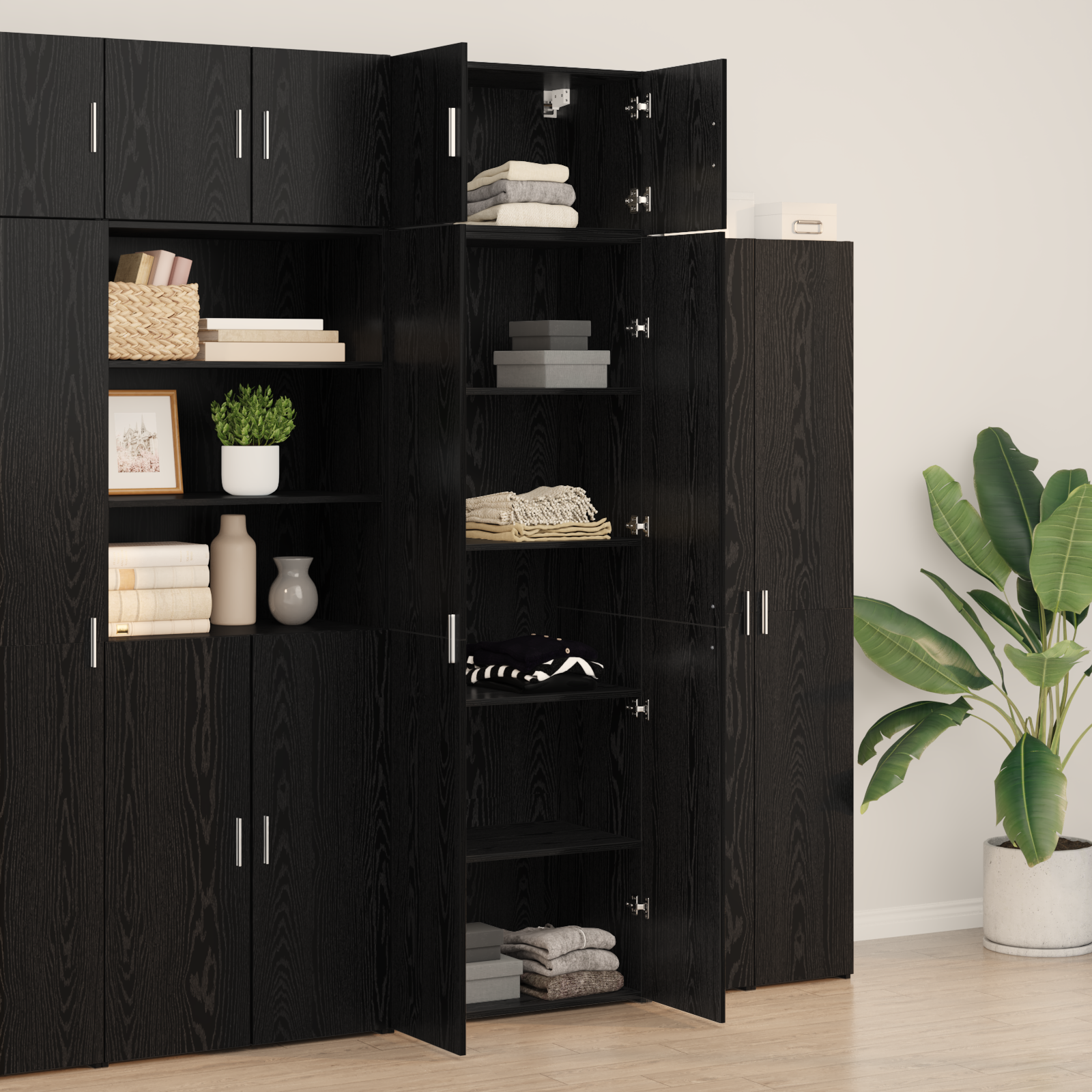Dulap de depozitare  Stejar Negru 70x42.5x225 cm Lemn prelucrat, Dulap de perete  Stejar Negru 70x42.5x40 cm Lemn prelucrat GartenMobel Dekor