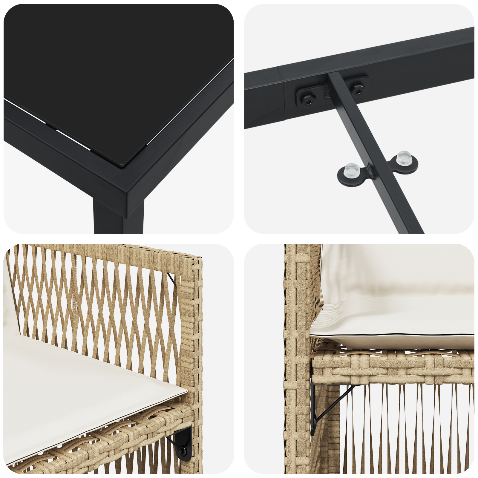 Set de dining pentru grădină cu 5 piese, cu perne din polyratan bej GartenMobel Dekor