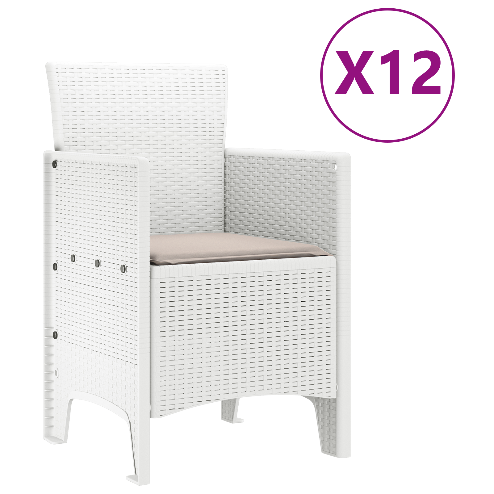 Set de dining pentru grădină cu perne din poliratan alb cu 13 piese GartenMobel Dekor
