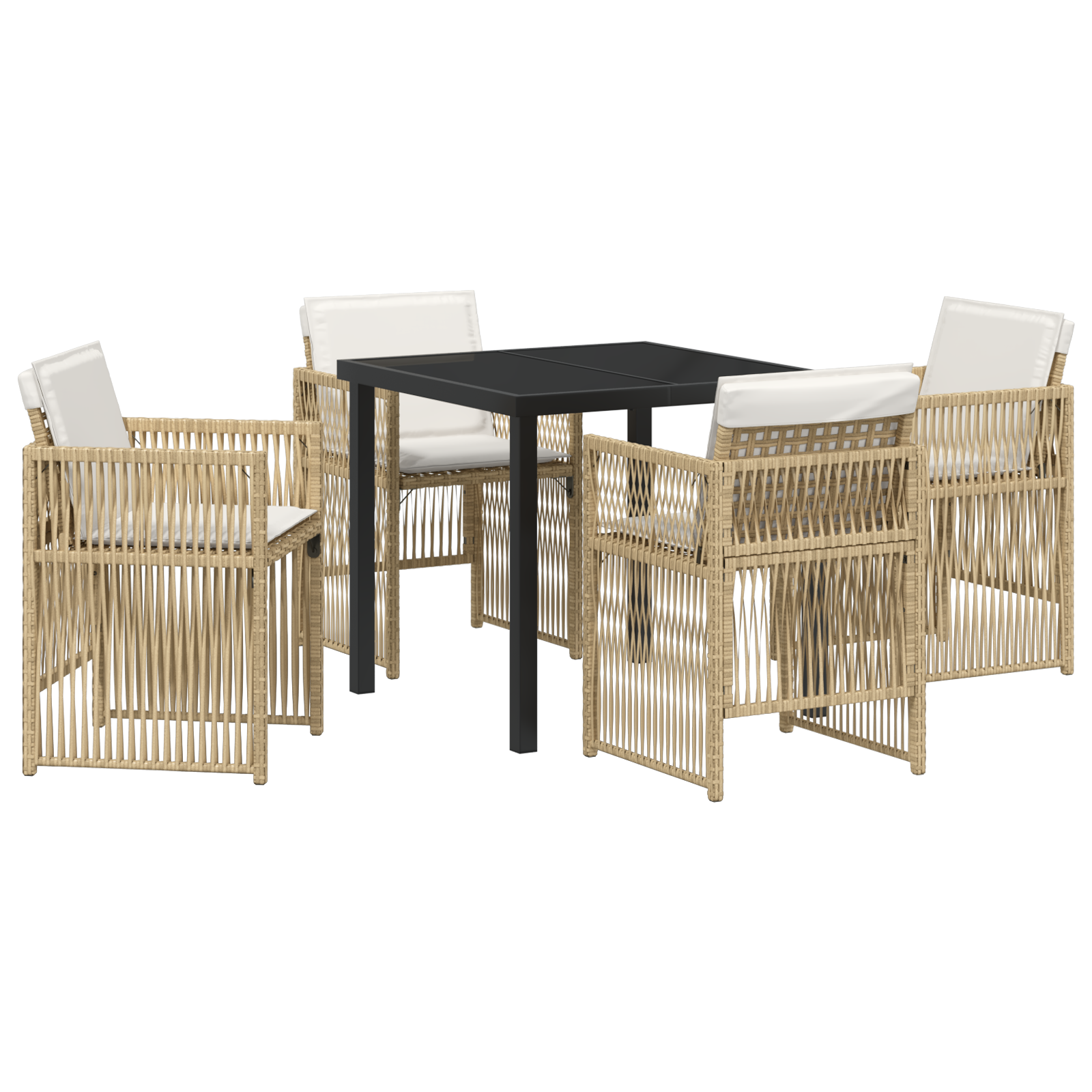 Set masă grădină 5 piese cu perne Bej Ratan Poliester GartenMobel Dekor