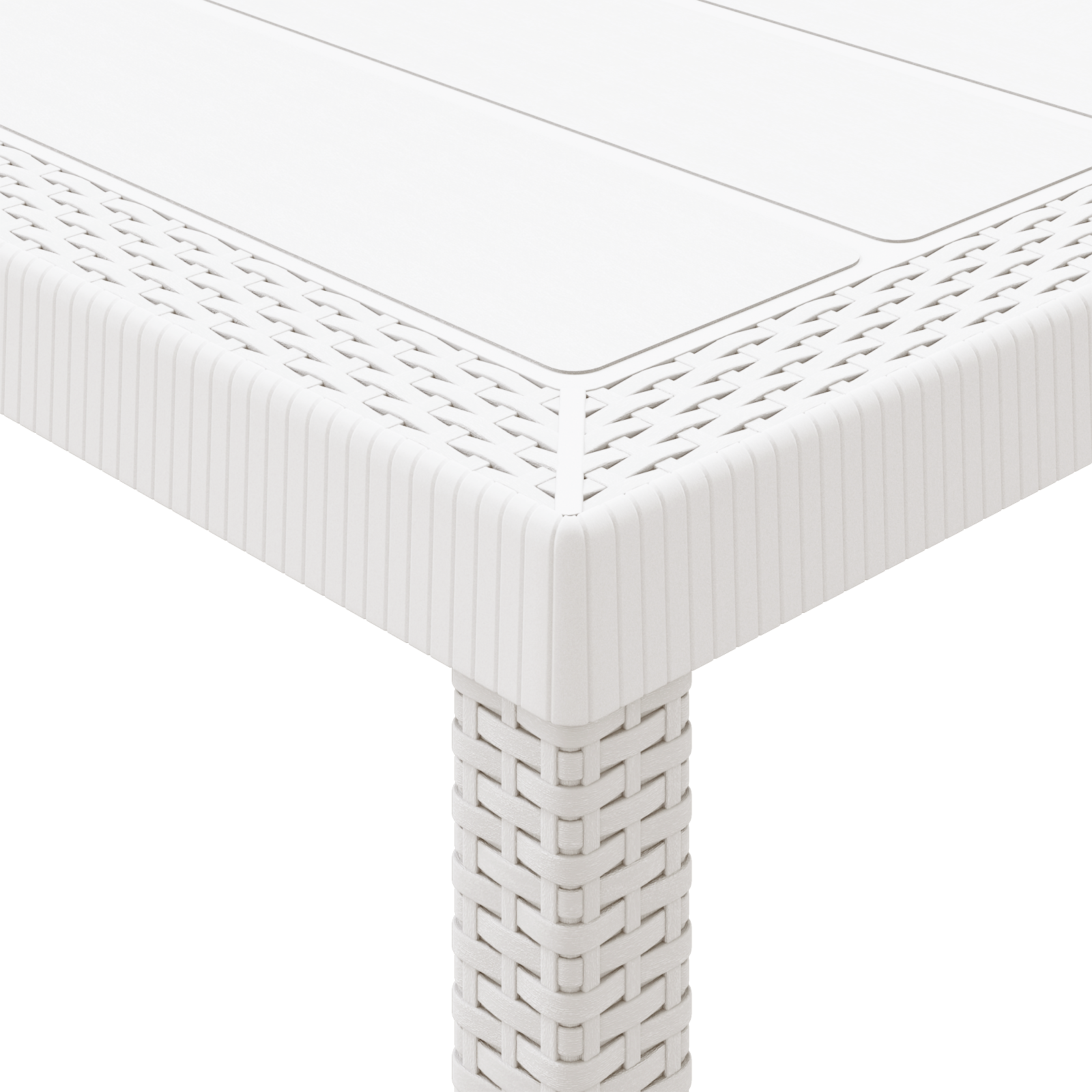 Masă de Grădină Albă 300x100x73 cm Poly Rattan, Masă de Grădină Albă 150x100x73 cm Poly Rattan GartenMobel Dekor