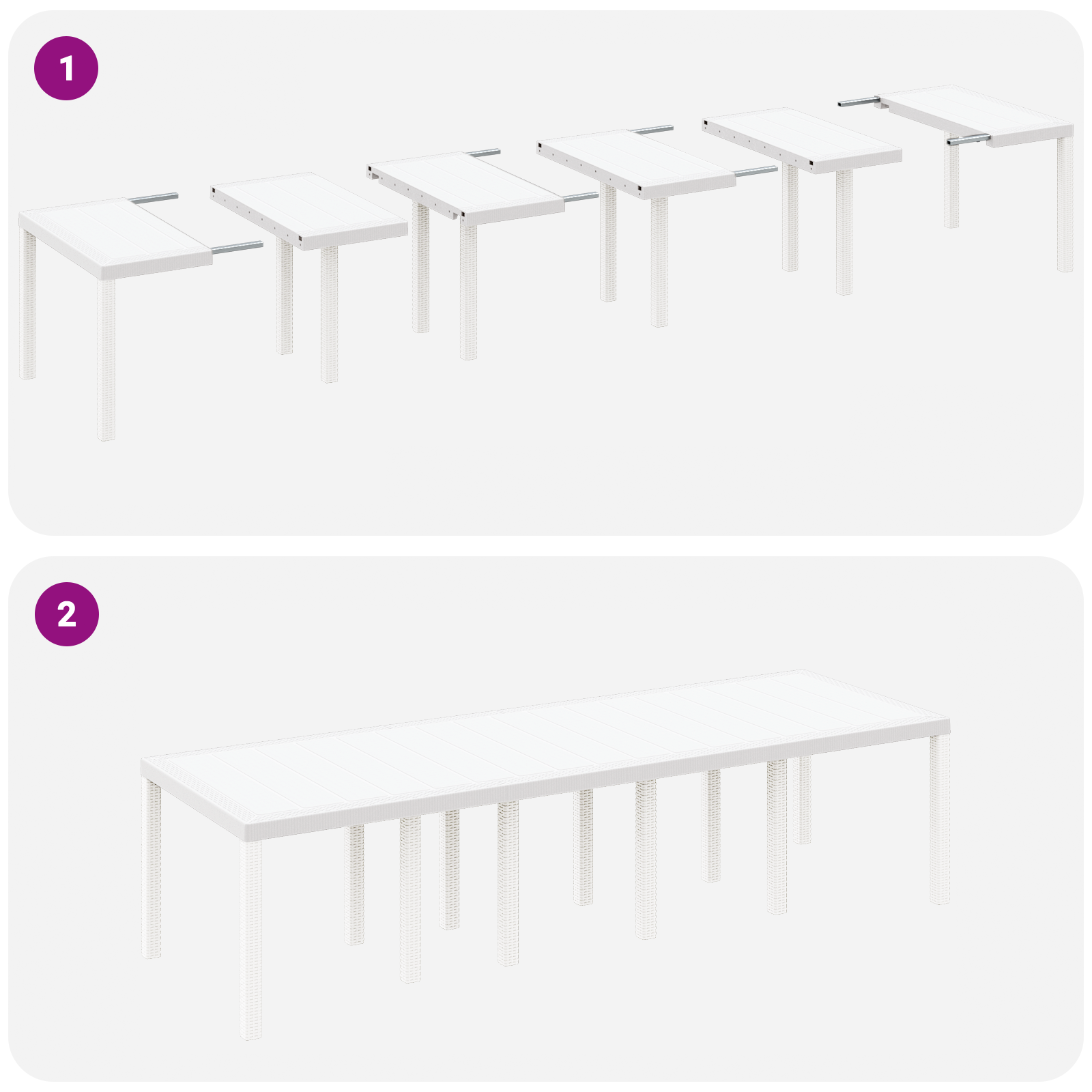 Masă de Grădină Albă 300x100x73 cm Poly Rattan, Masă de Grădină Albă 150x100x73 cm Poly Rattan GartenMobel Dekor