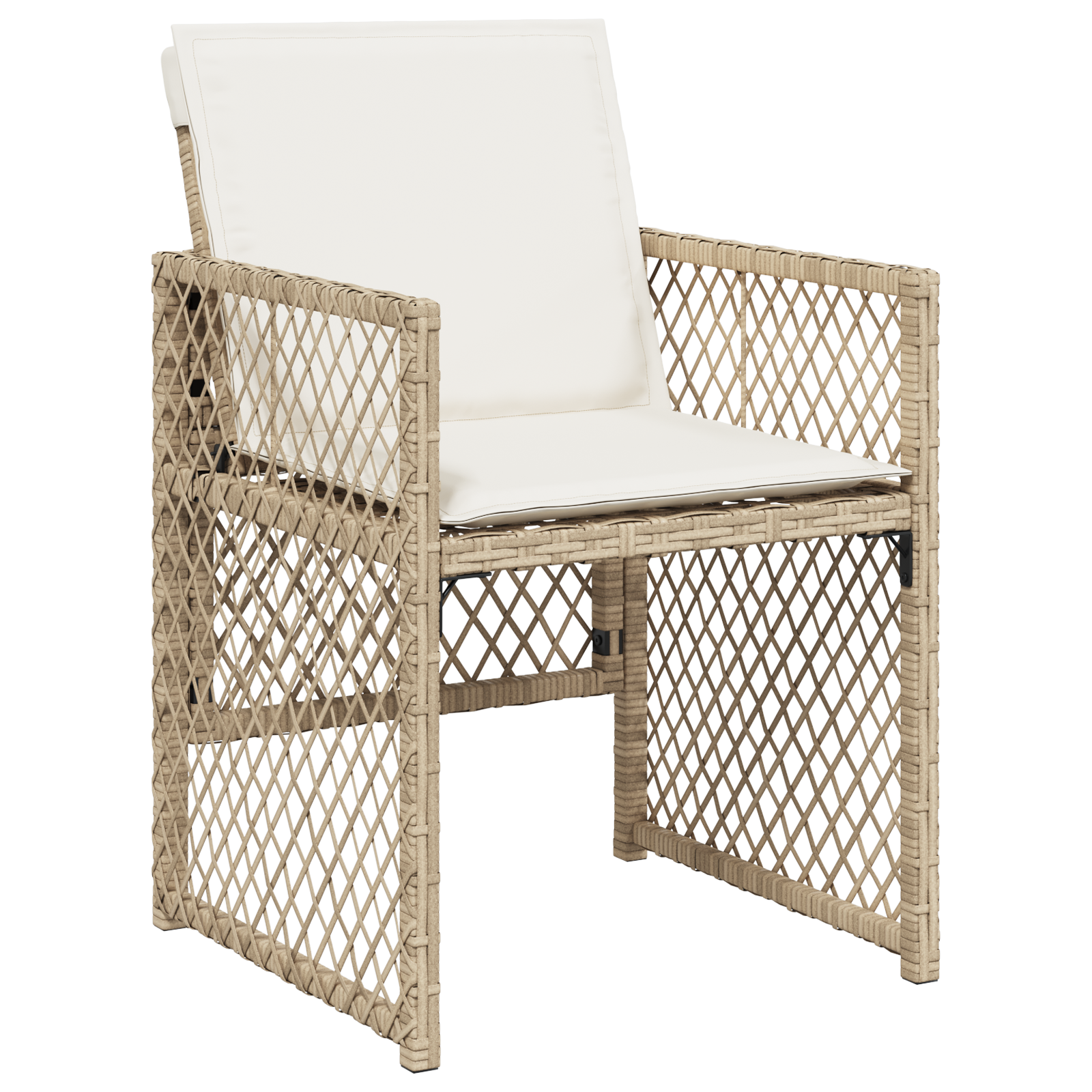 Set de Dining pentru Grădină  cu Perne Bej Ratan Poliester, Masă de Grădină  Neagră 140x80x73 cm Sticlă Temperată GartenMobel Dekor