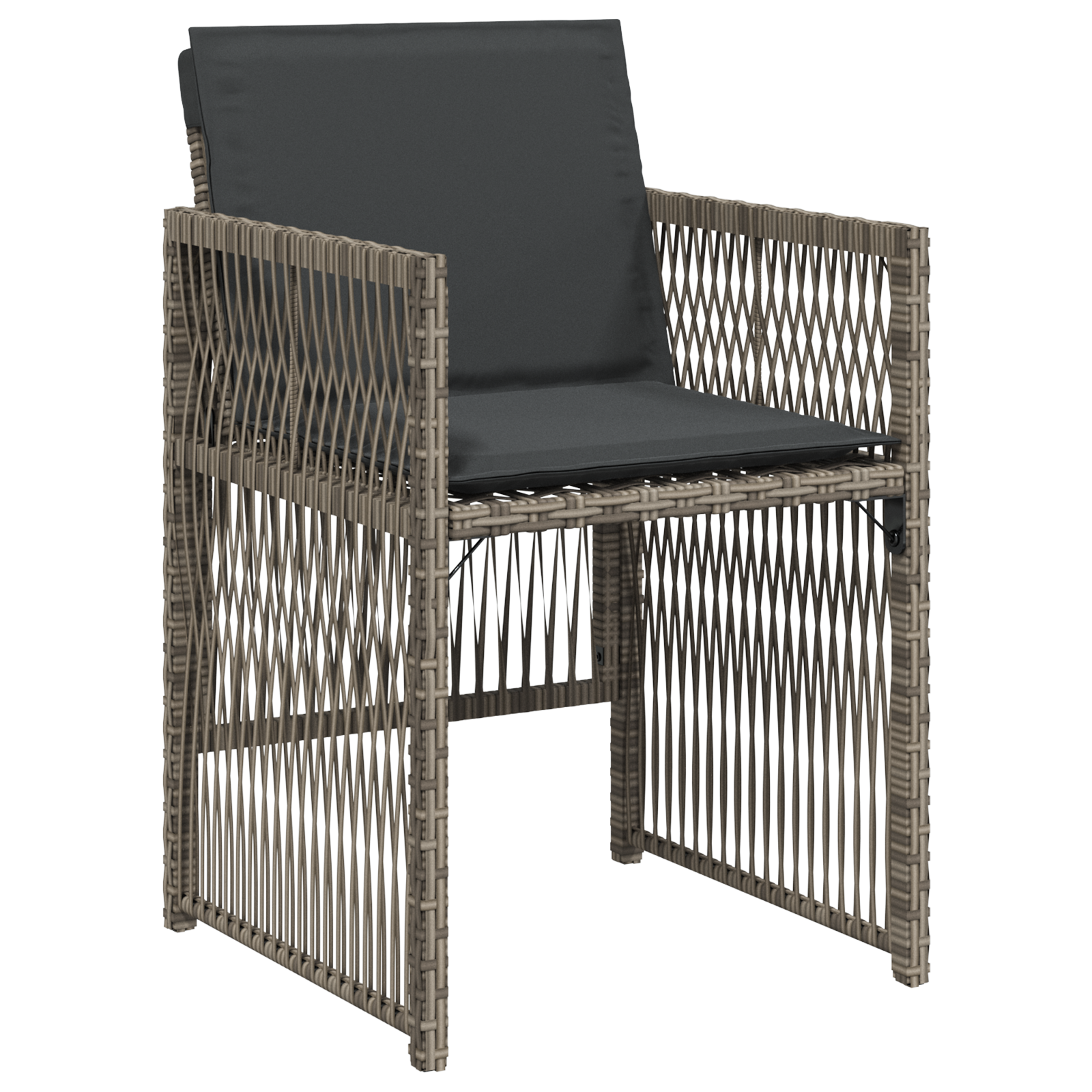 Set masă grădină  5 piese cu perne gri din ratan sintetic, Masă  neagră 160x80x73 cm din sticlă temperată GartenMobel Dekor