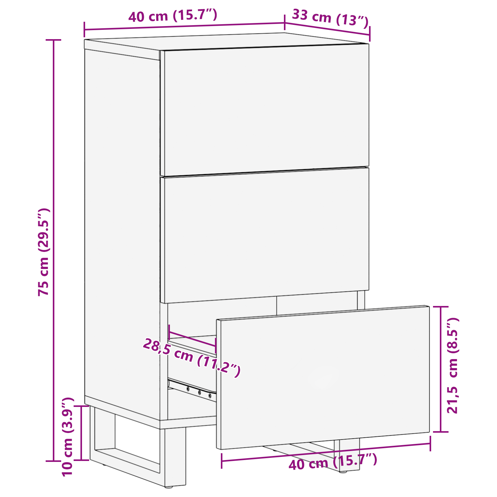 Buffet 40x33.5x75 cm Lemn masiv de mango GartenMobel Dekor