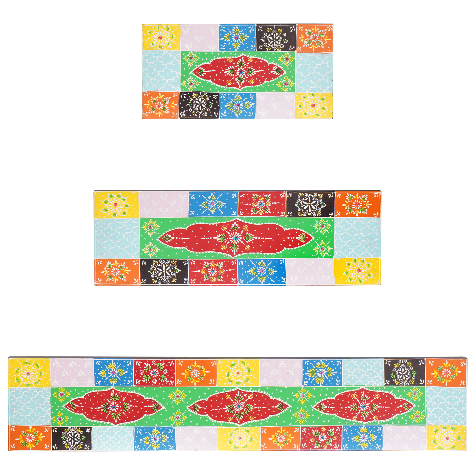 Set de 3 rafturi montate pe perete 100x20x6 cm din lemn de mango GartenMobel Dekor