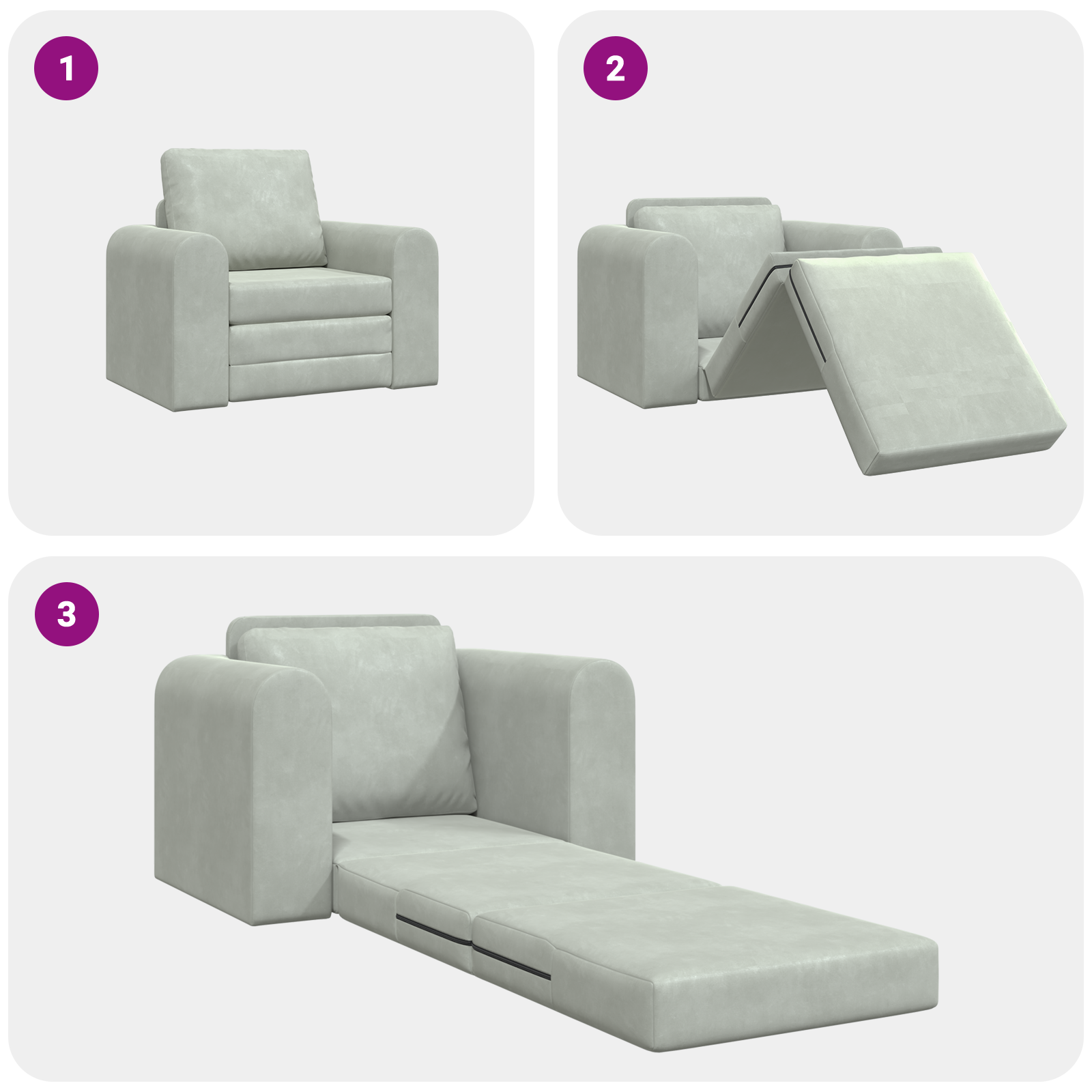 Canapea Pat 2 în 1 Gri Deschis 98x71x83 cm Catifea GartenMobel Dekor