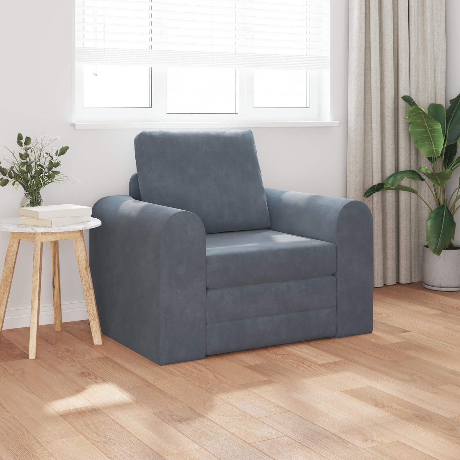 Canapea pat 2 în 1 gri închis 98x71x83 cm catifea GartenMobel Dekor