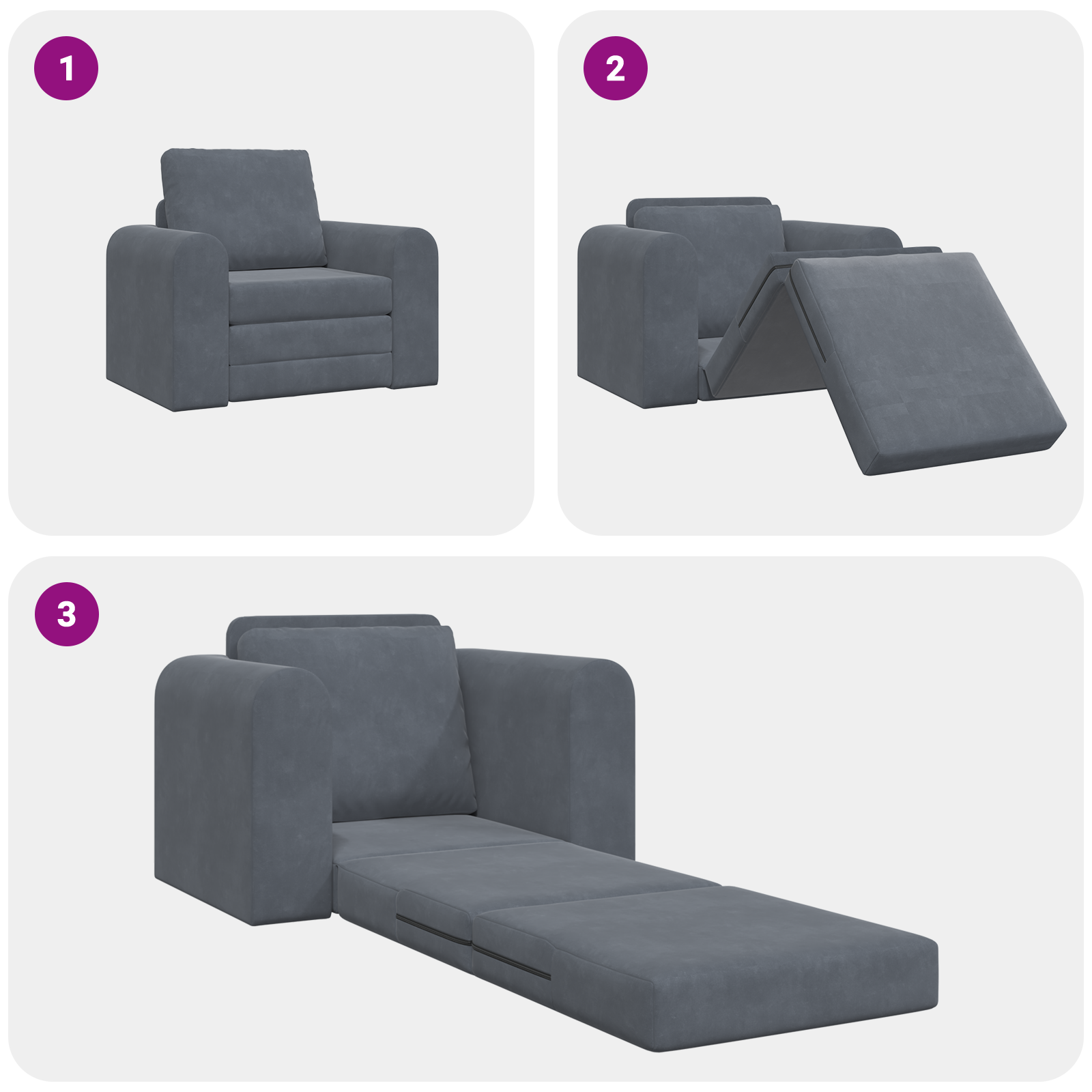 Canapea pat 2 în 1 gri închis 98x71x83 cm catifea GartenMobel Dekor