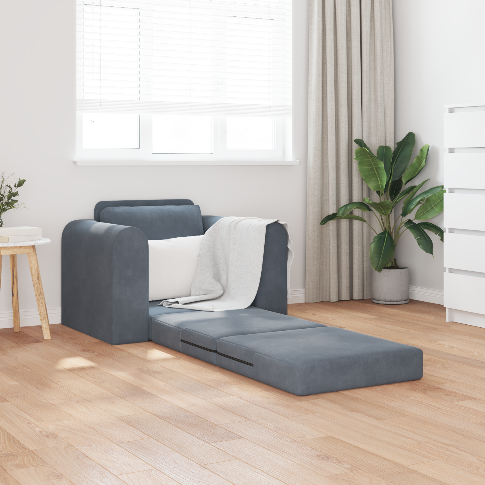 Canapea pat 2 în 1 gri închis 98x71x83 cm catifea GartenMobel Dekor