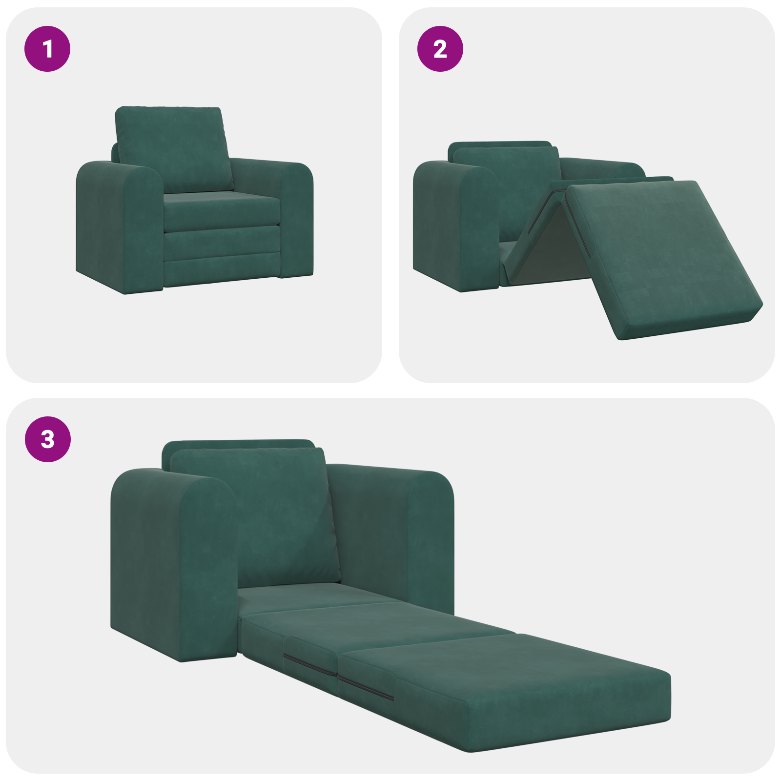 Canapea pat 2 în 1 verde închis 98x71x83 cm catifea GartenMobel Dekor