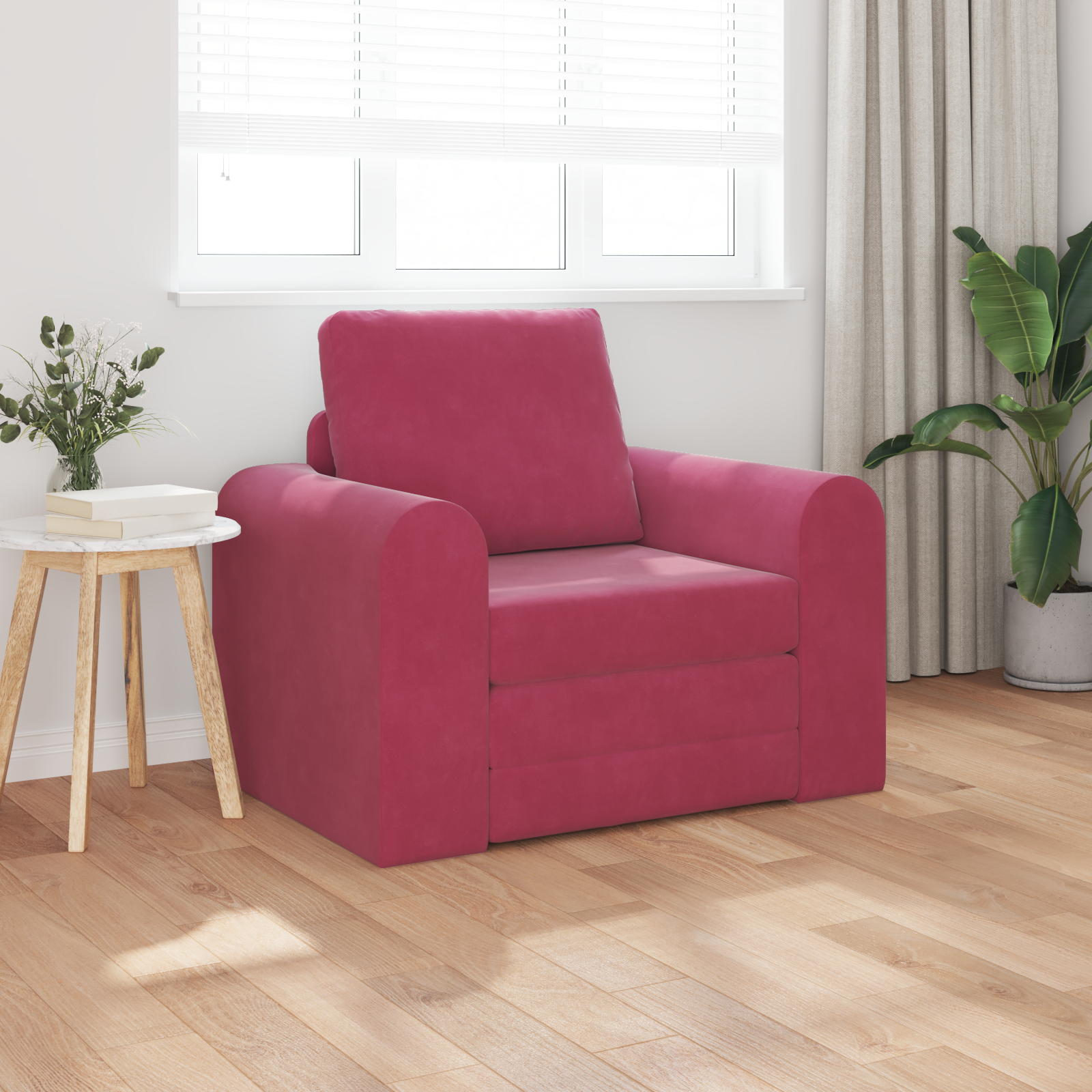Sofa Pat 2 în 1 Roșu Vin 98x71x83 cm Catifea GartenMobel Dekor