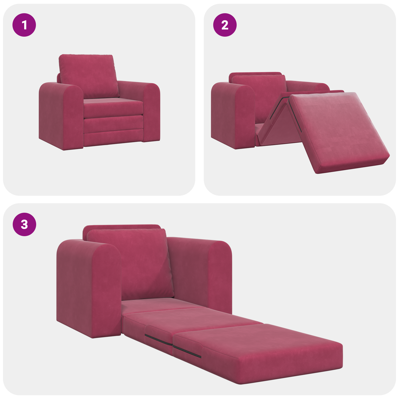 Sofa Pat 2 în 1 Roșu Vin 98x71x83 cm Catifea GartenMobel Dekor