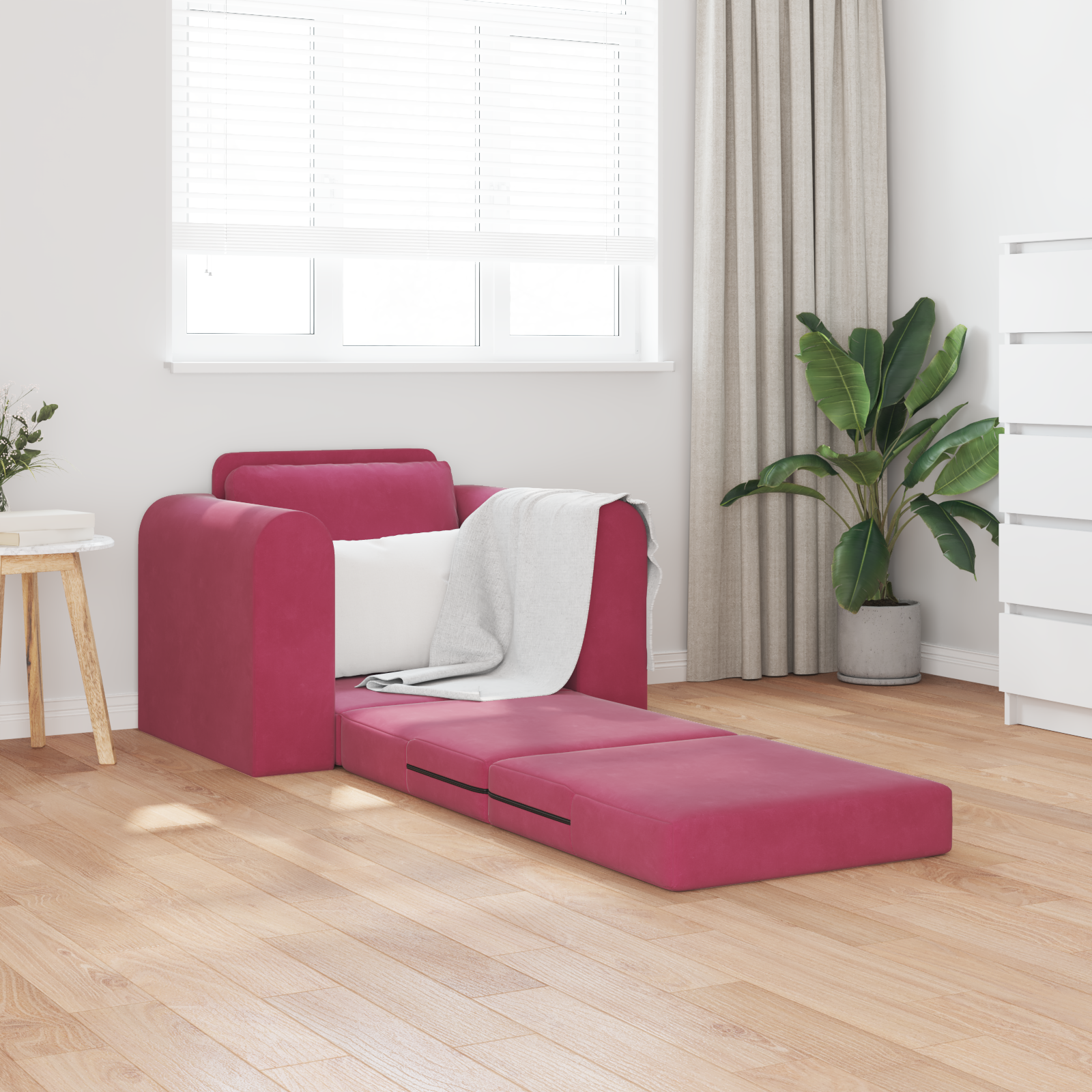 Sofa Pat 2 în 1 Roșu Vin 98x71x83 cm Catifea GartenMobel Dekor