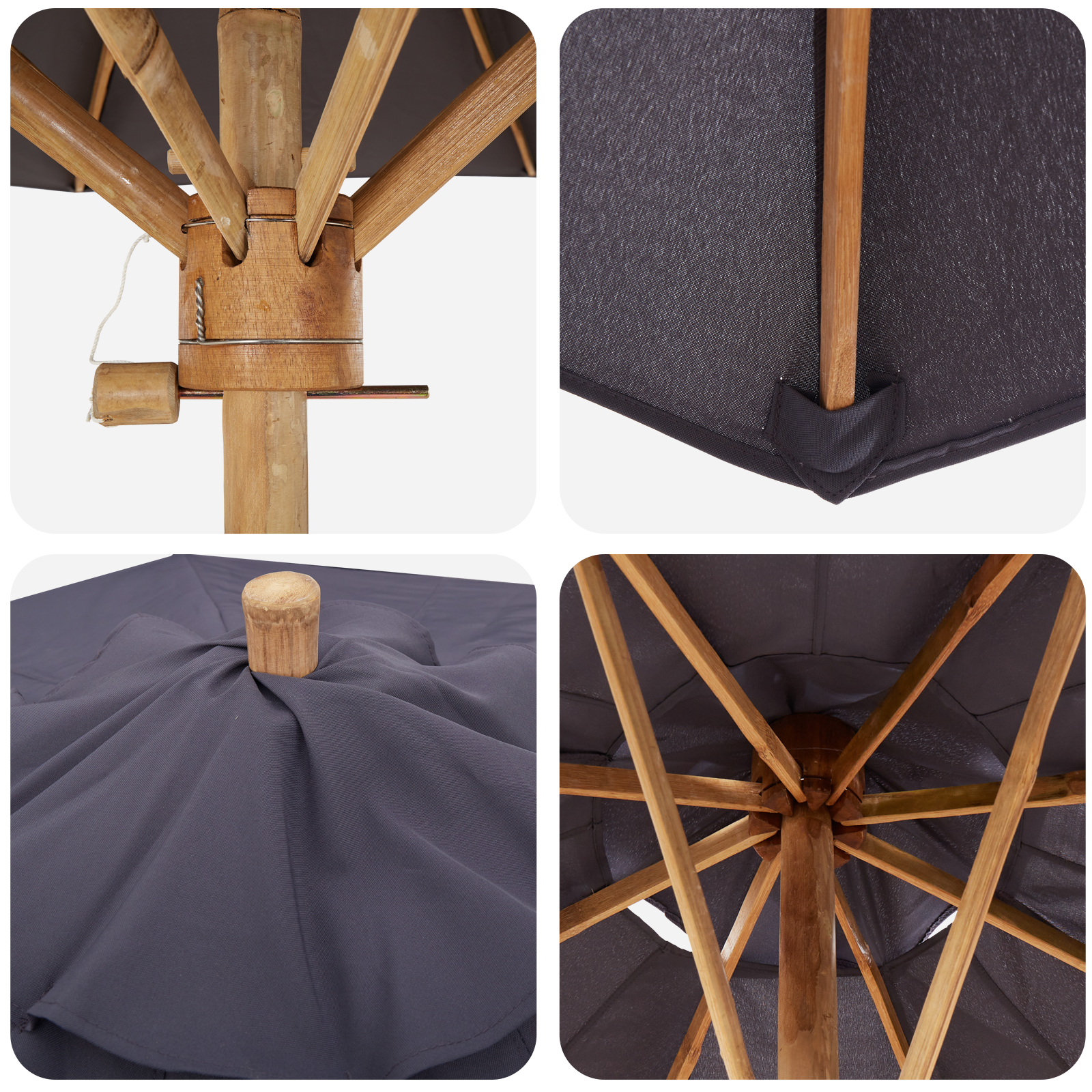 Parasol de Grădină - Gri Închis, 270x260 cm, Bambus GartenMobel Dekor