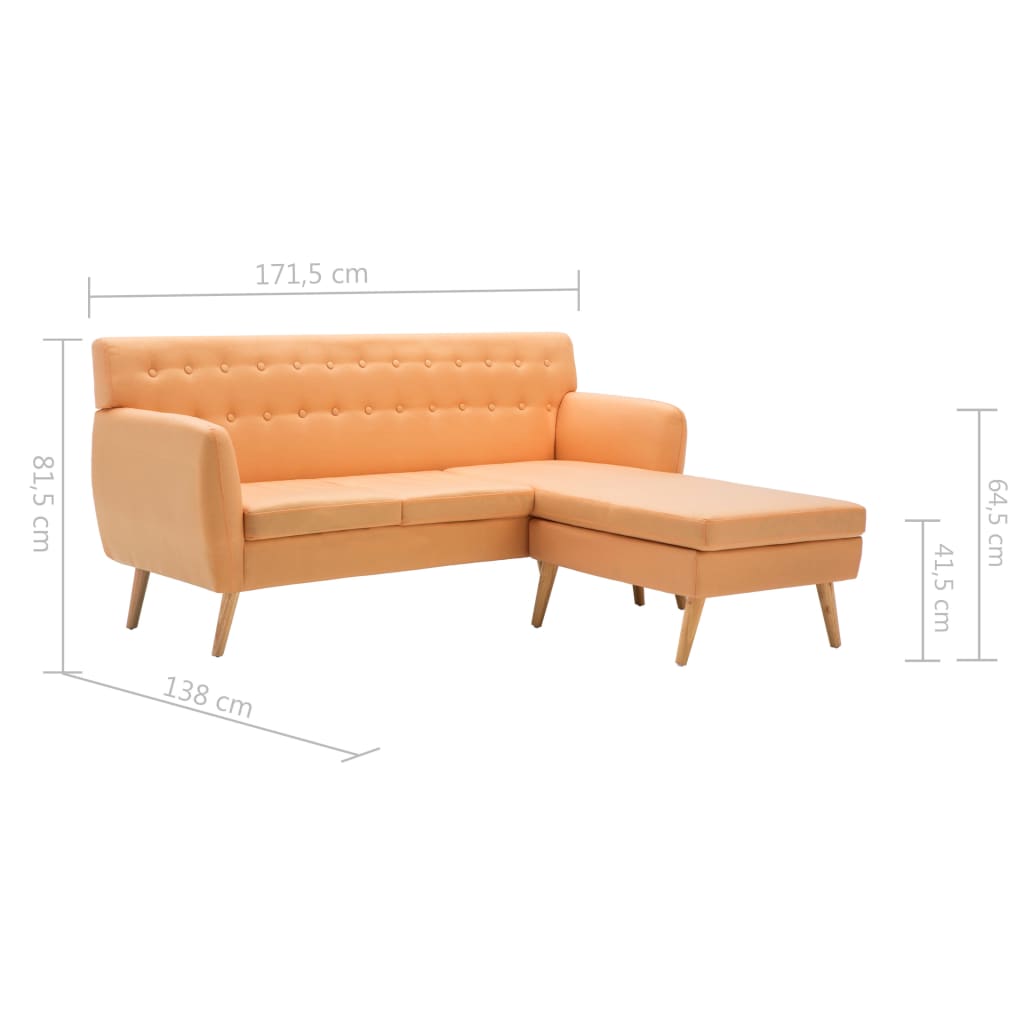 Canapea formă L, textil, 171,5 x 138 x 81,5 cm, portocaliu GartenMobel Dekor