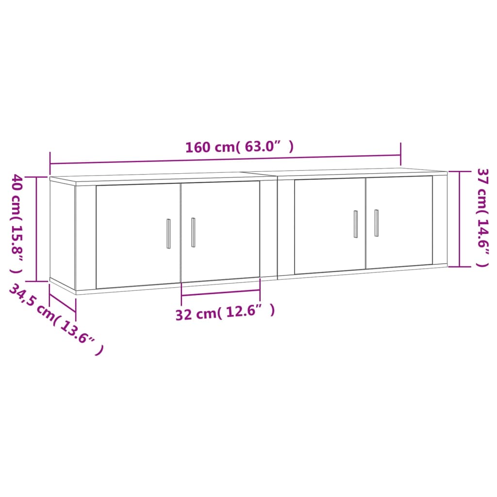 Dulapuri TV montate pe perete 2 buc., gri sonoma, 80x34,5x40 cm GartenMobel Dekor