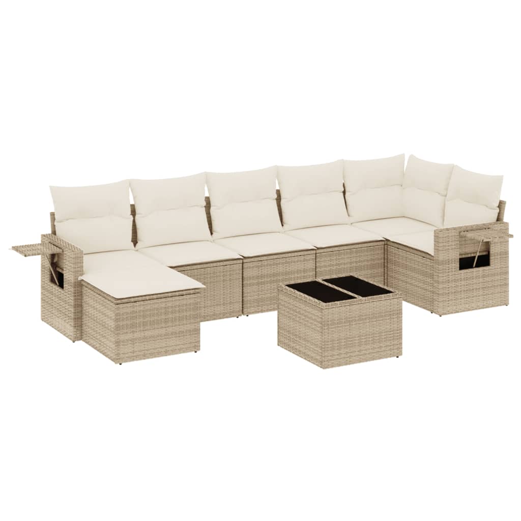 Set canapele de grădină, 8 piese, cu perne, bej, poliratan GartenMobel Dekor