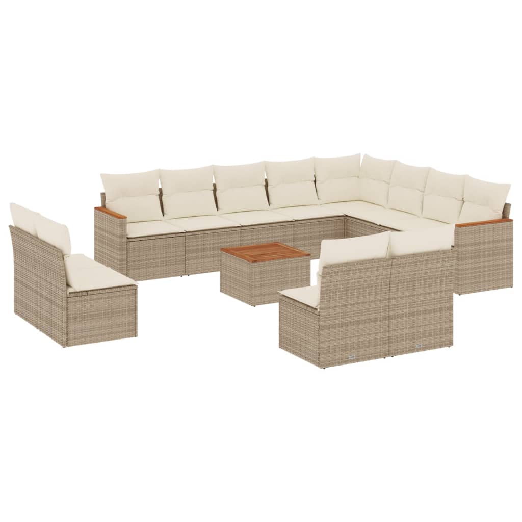 Set canapele de grădină, 13 piese, cu perne, bej, poliratan GartenMobel Dekor
