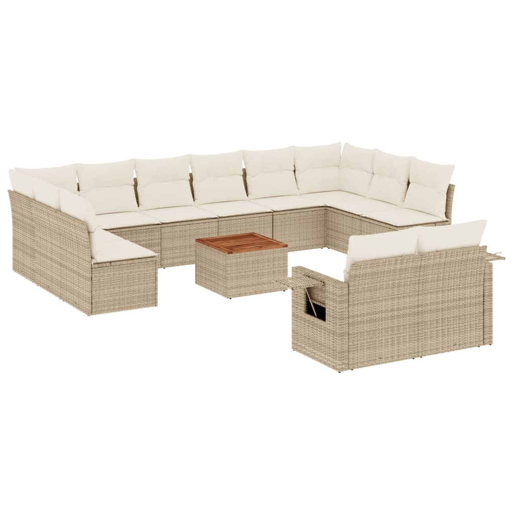 Set canapele de grădină, 13 piese, cu perne, bej, poliratan GartenMobel Dekor