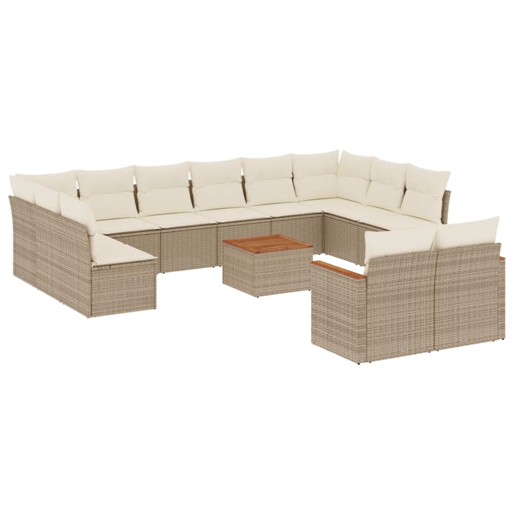 Set canapele de grădină, 13 piese, cu perne, bej, poliratan GartenMobel Dekor