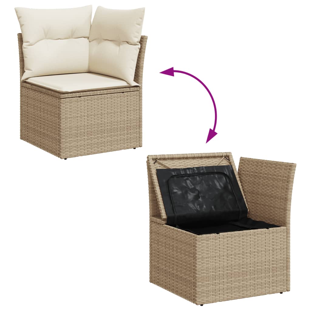 Set canapele de grădină, 14 piese, cu perne, bej, poliratan GartenMobel Dekor