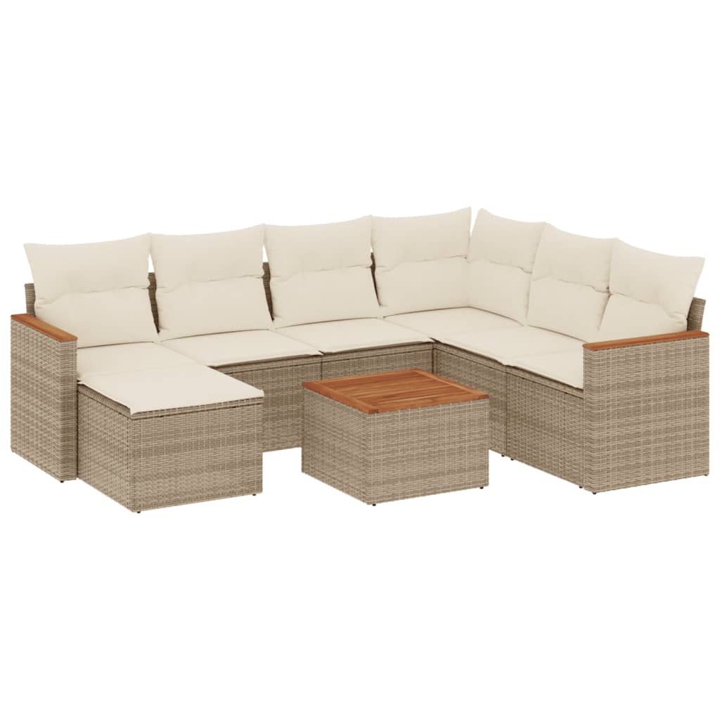 Set canapele de grădină, 8 piese, cu perne, bej, poliratan GartenMobel Dekor