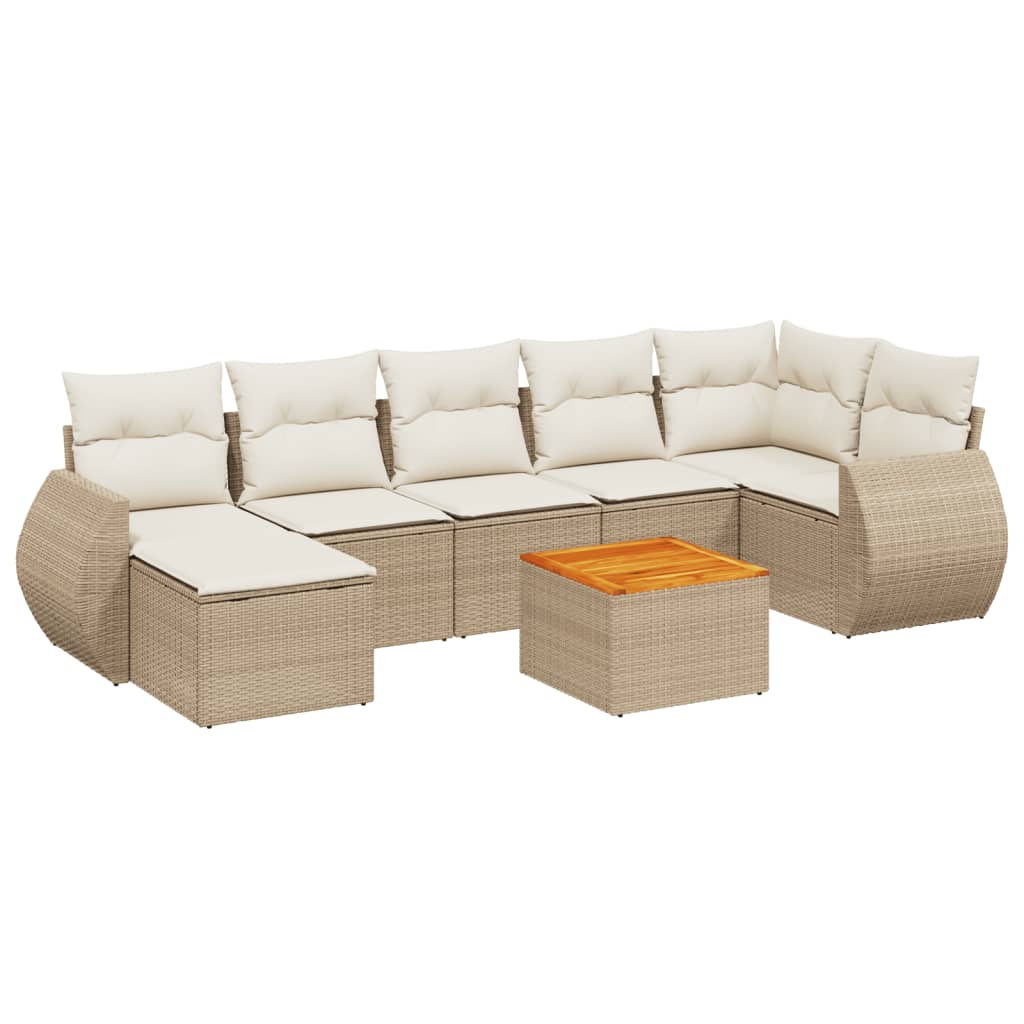 Set canapele de grădină, 8 piese, cu perne, bej, poliratan GartenMobel Dekor
