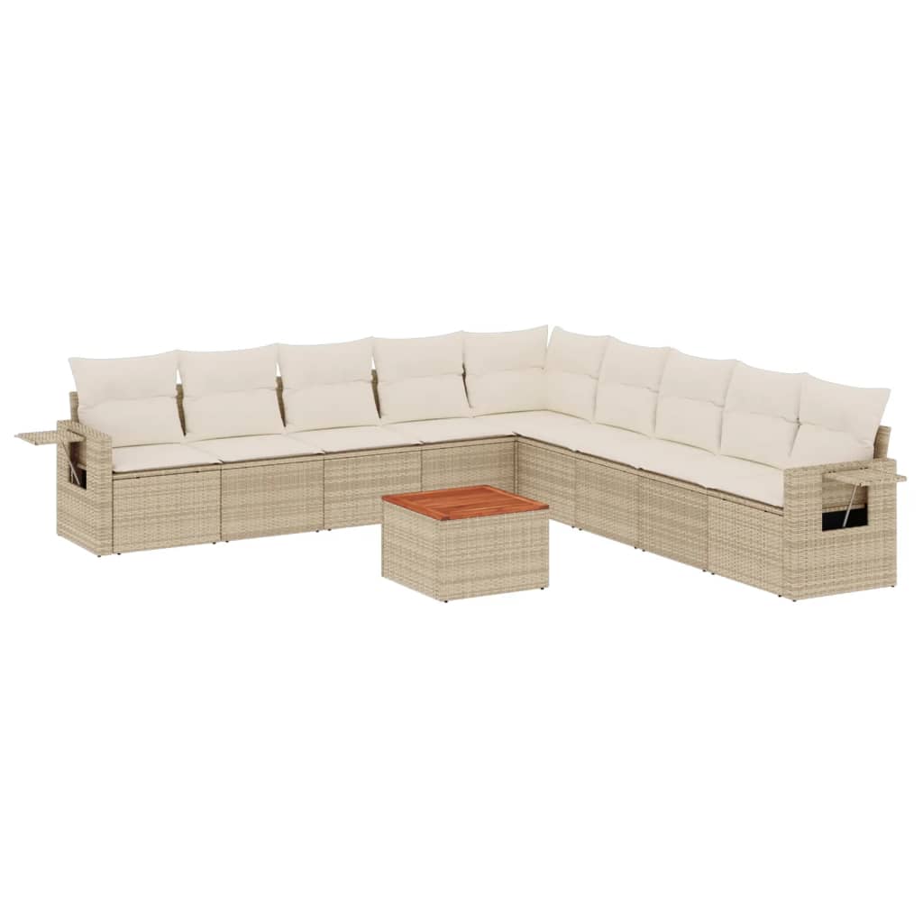 Set canapele de grădină cu perne, 10 piese, bej, poliratan GartenMobel Dekor