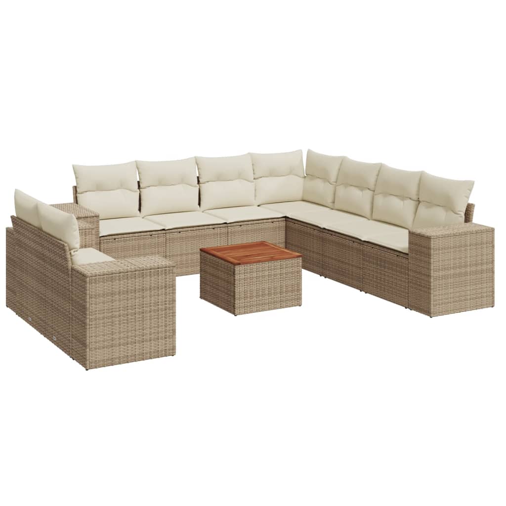 Set canapele de grădină cu perne, 10 piese, bej, poliratan GartenMobel Dekor